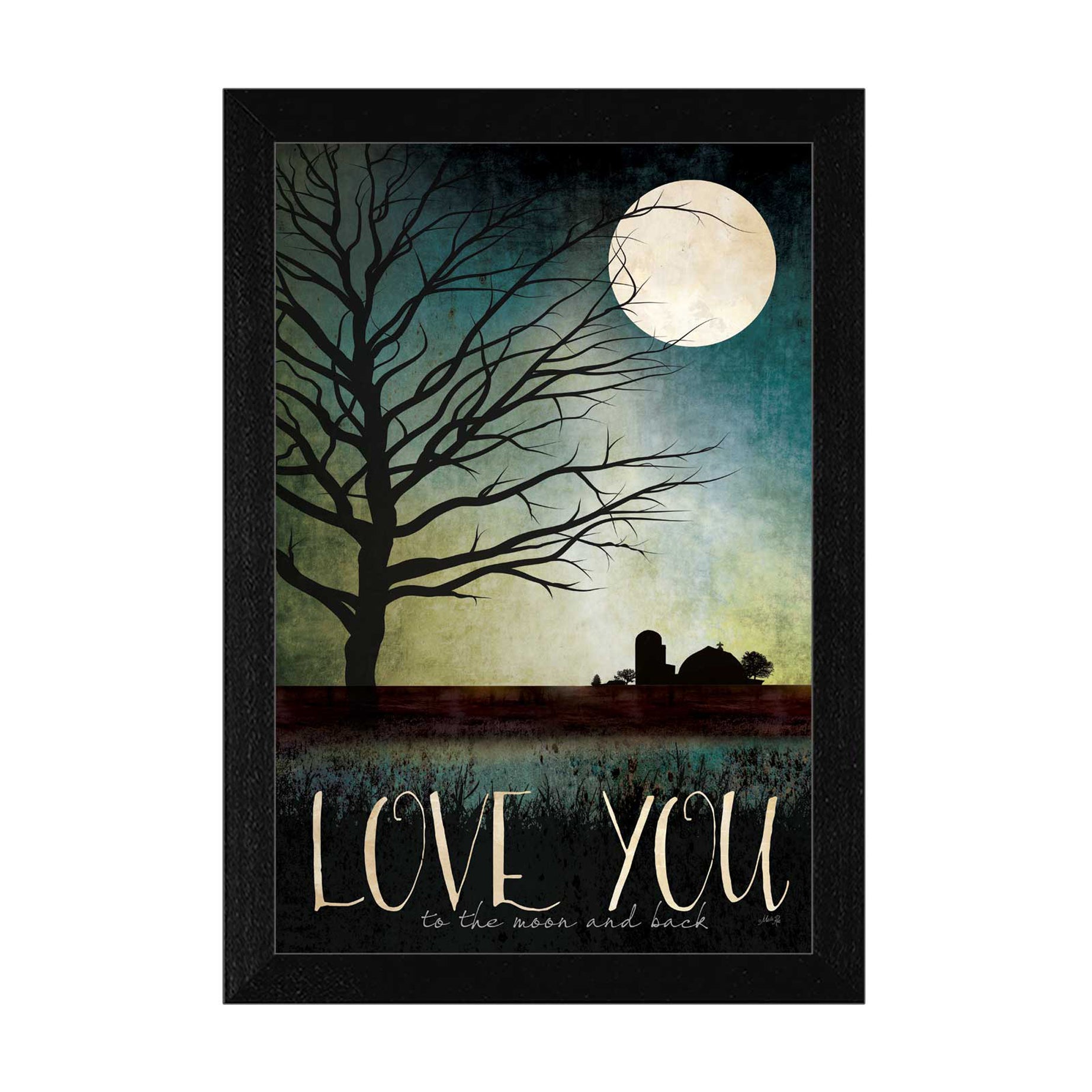 "Love You Farm" By Marla Rae, Printed Wall Art, Ready To Hang Framed Poster, Black Frame--1