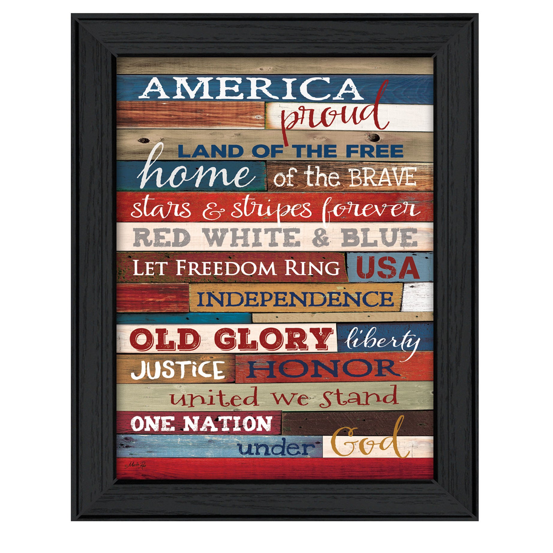 "America Proud" By Marla Rae, Printed Wall Art, Ready To Hang Framed Poster, Black Frame--1