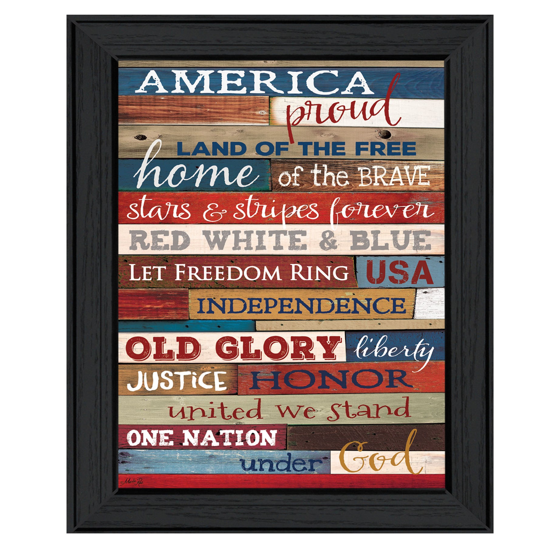 "America Proud" By Marla Rae, Printed Wall Art, Ready To Hang Framed Poster, Black Frame--1