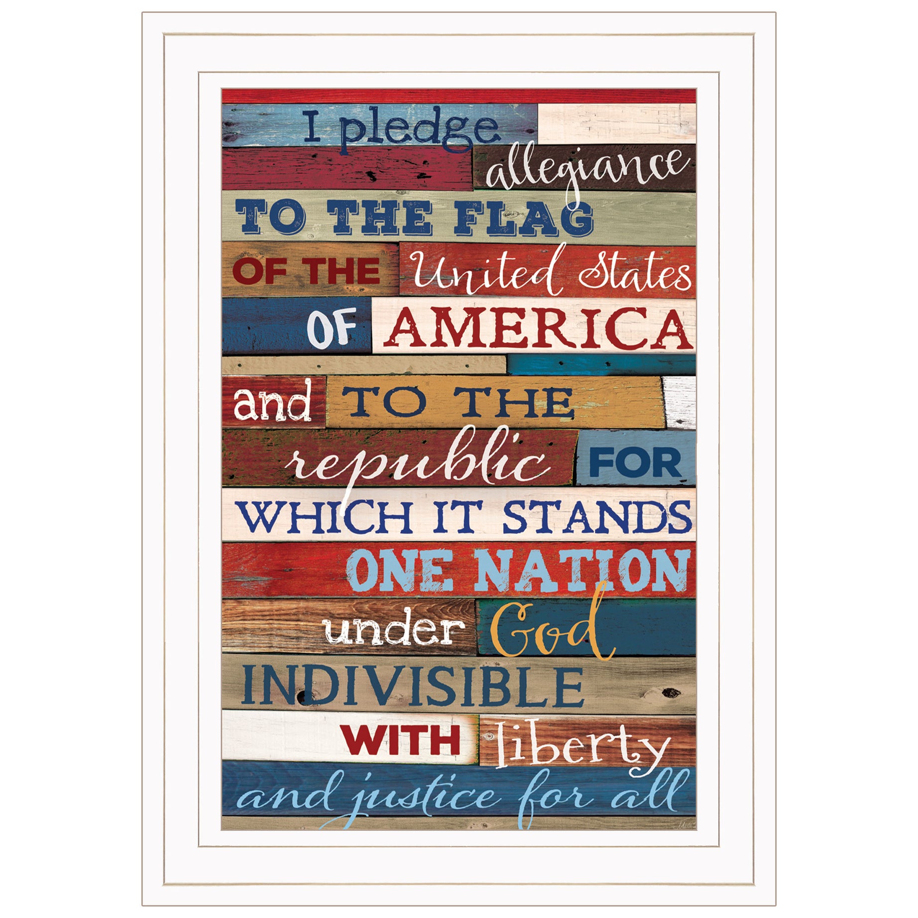 "Pledge of Allegiance" By Marla Rae, Ready to Hang Framed Print, White Frame--1