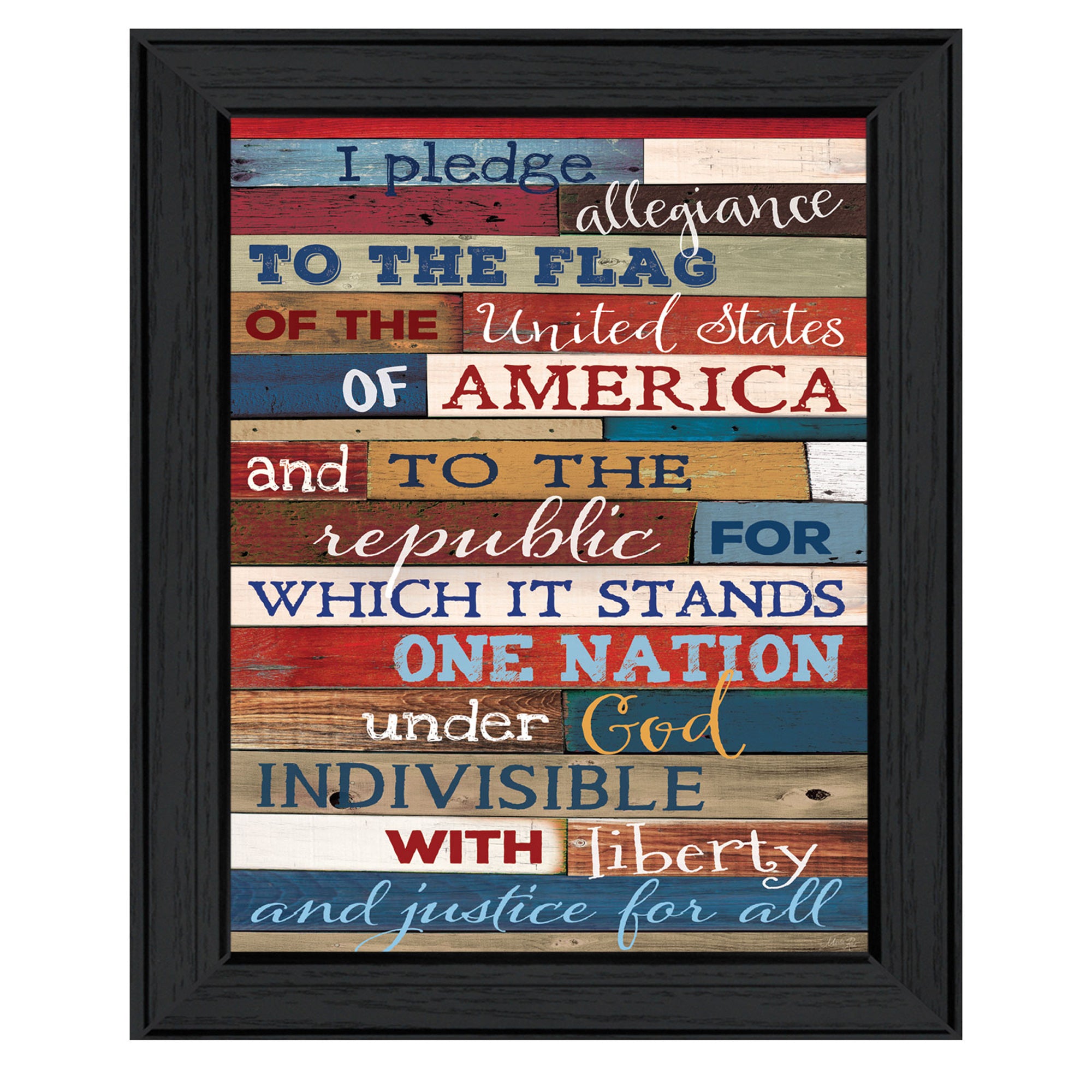 "Pledge of Allegiance" By Marla Rae, Printed Wall Art, Ready To Hang Framed Poster, Black Frame--1