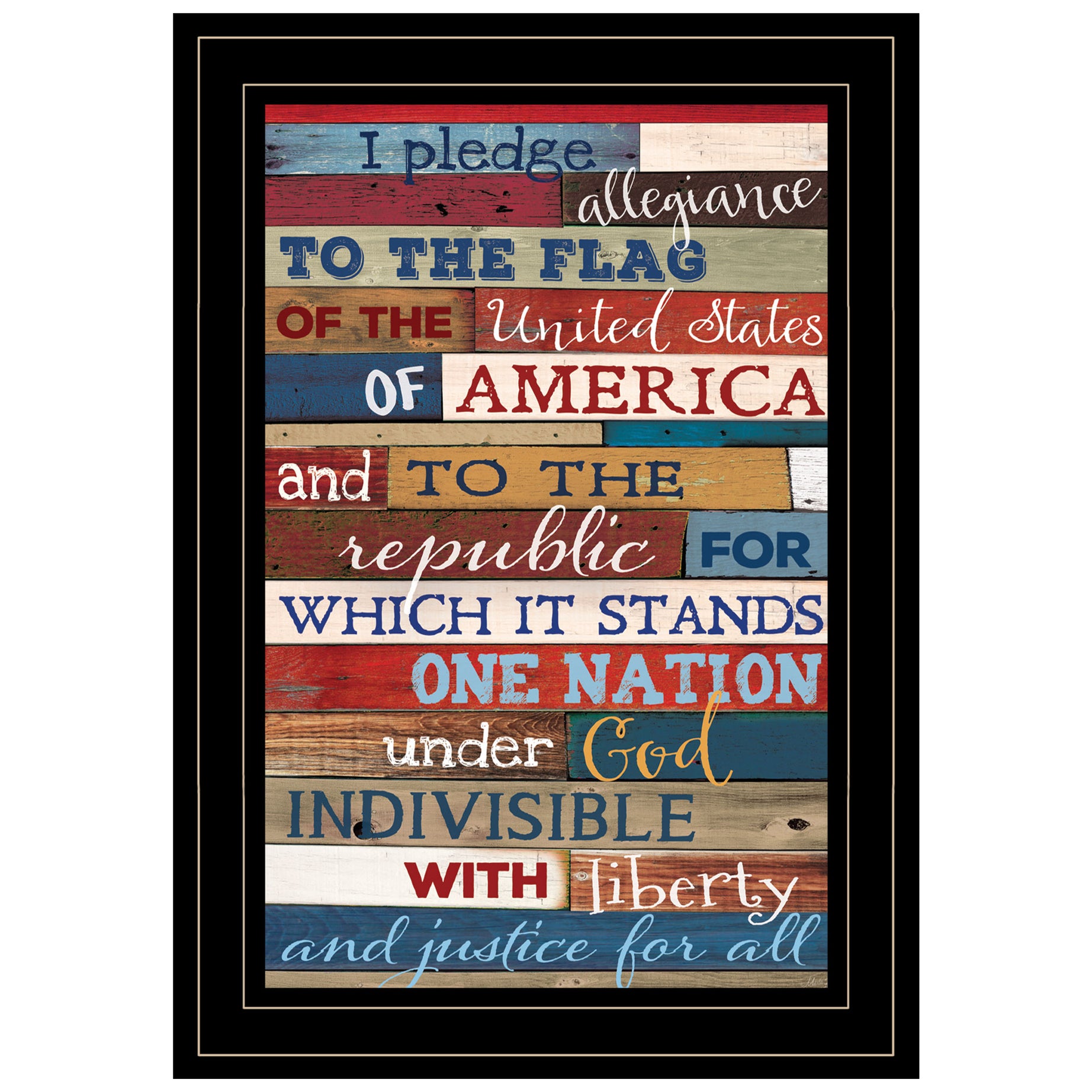 "Pledge of Allegiance" By Marla Rae, Ready to Hang Framed Print, Black Frame--1