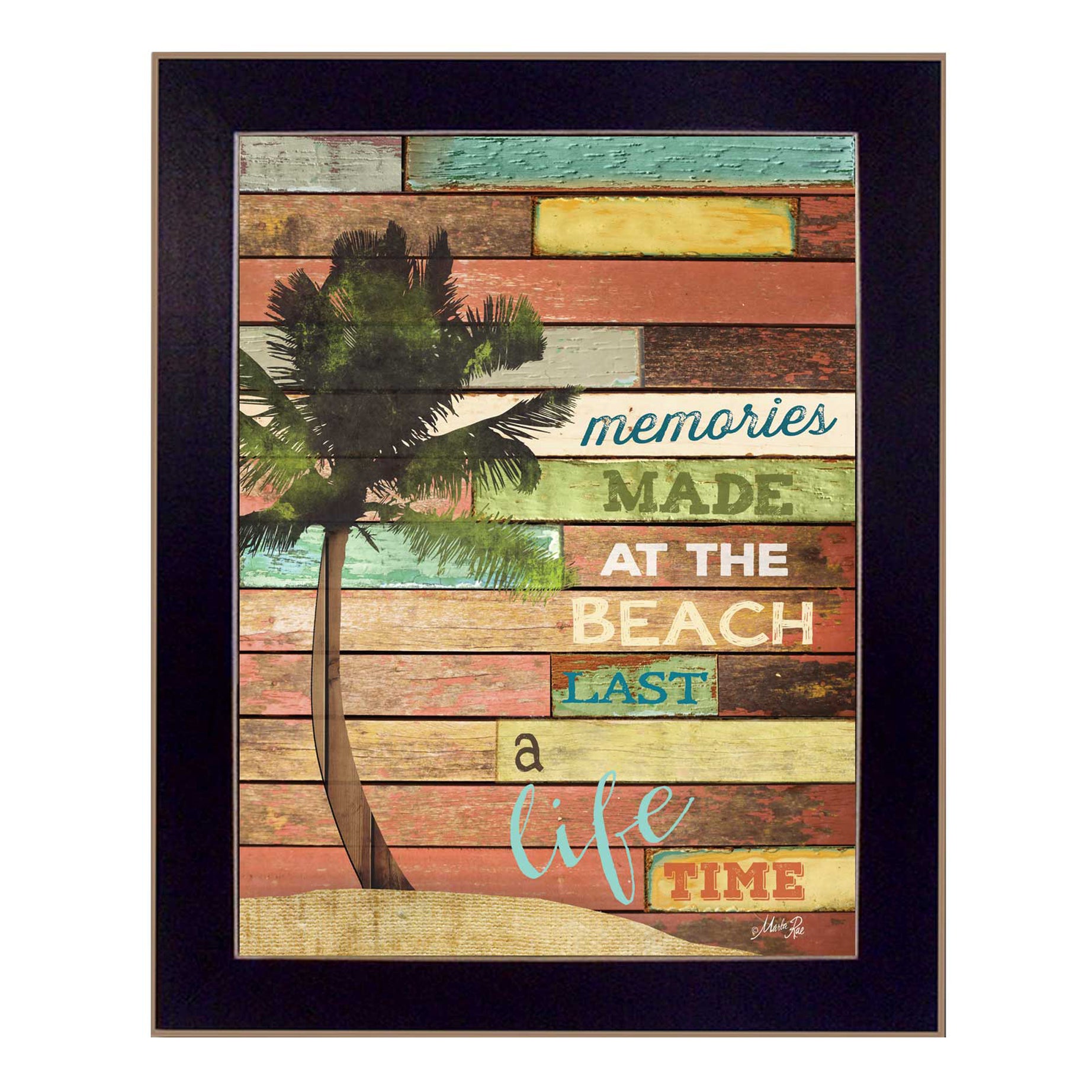 "Beach Memories" By Marla Rae, Printed Wall Art, Ready To Hang Framed Poster, Black Frame--1