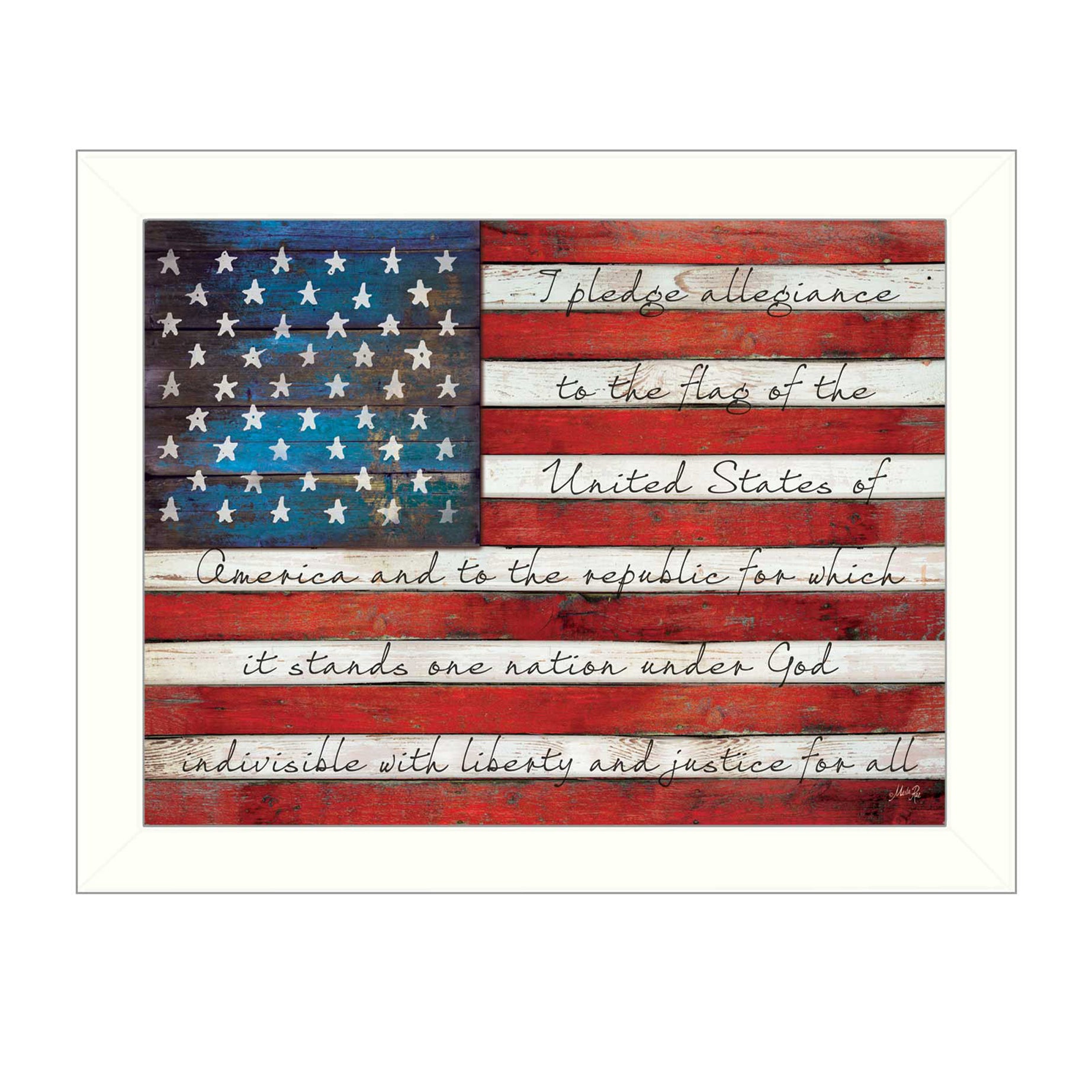 "Pledge of Allegiance" By Marla Rae, Printed Wall Art, Ready To Hang Framed Poster, White Frame--1