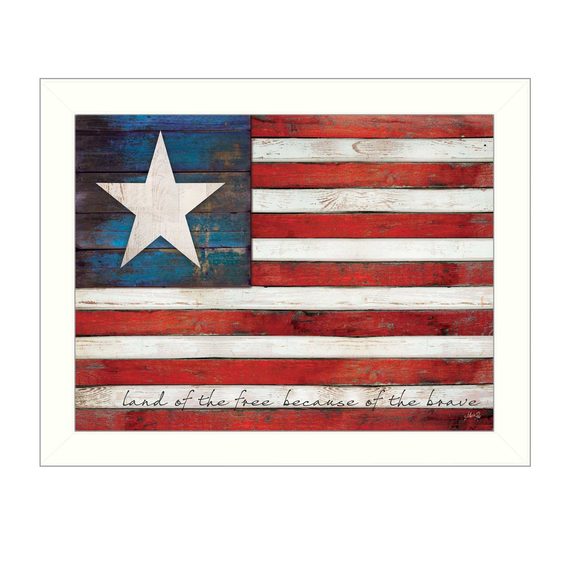 "Land of the Free" By Marla Rae, Printed Wall Art, Ready To Hang Framed Poster, White Frame--1