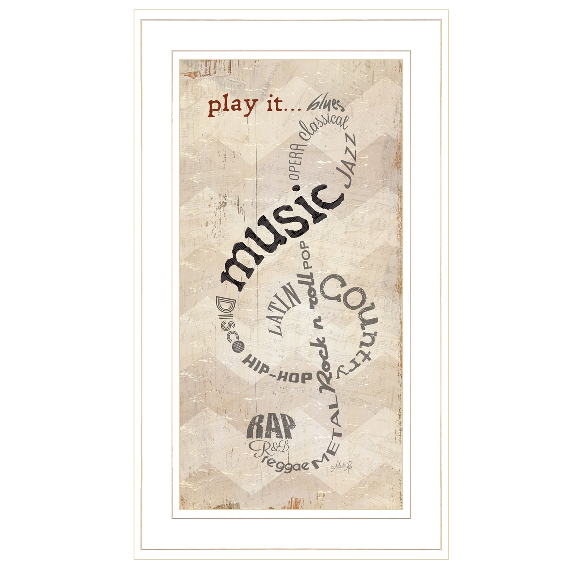 "Play It" by Marla Rae, Ready to Hang Framed Print, White Frame--1