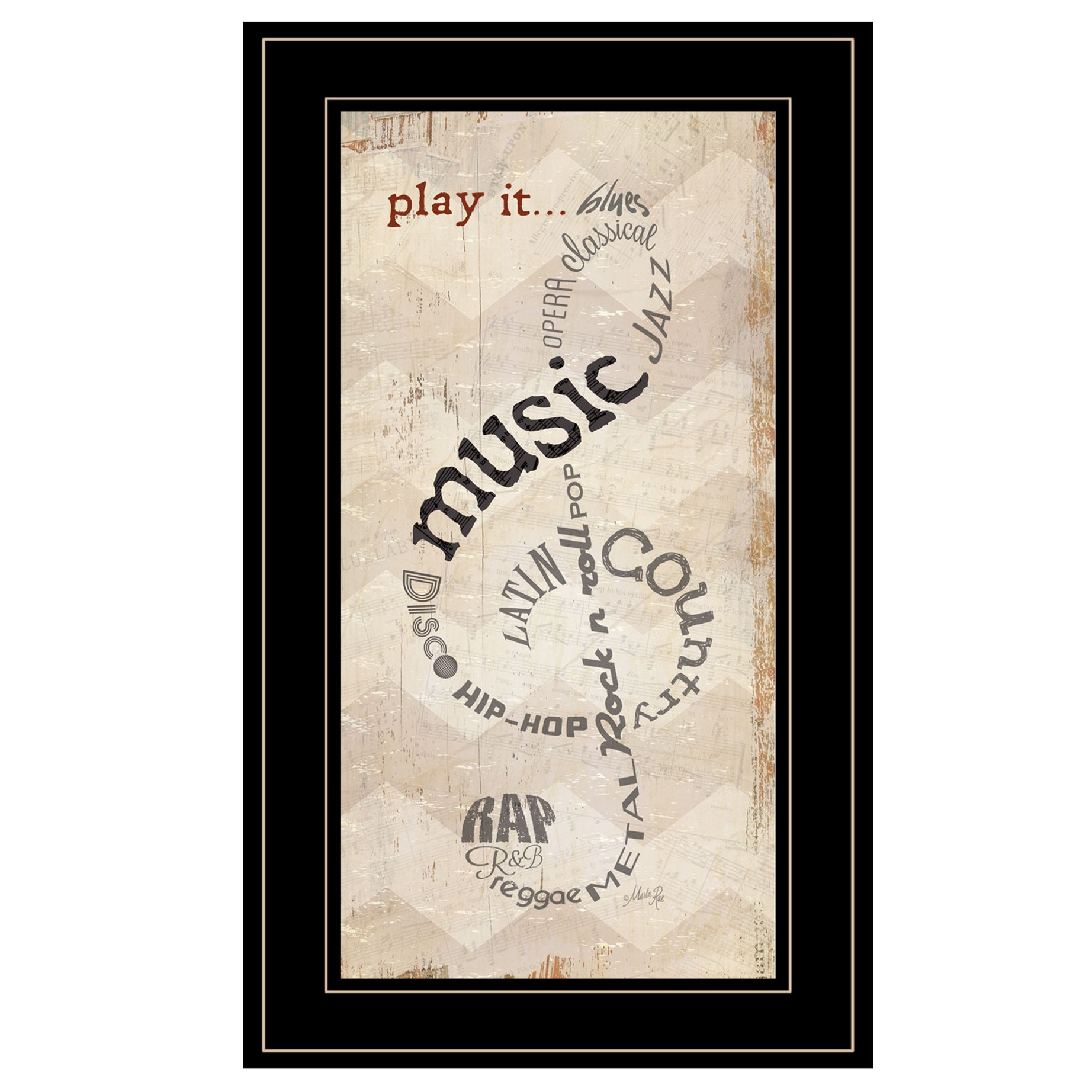 "Play It" by Marla Rae, Ready to Hang Framed Print, Black Frame--1