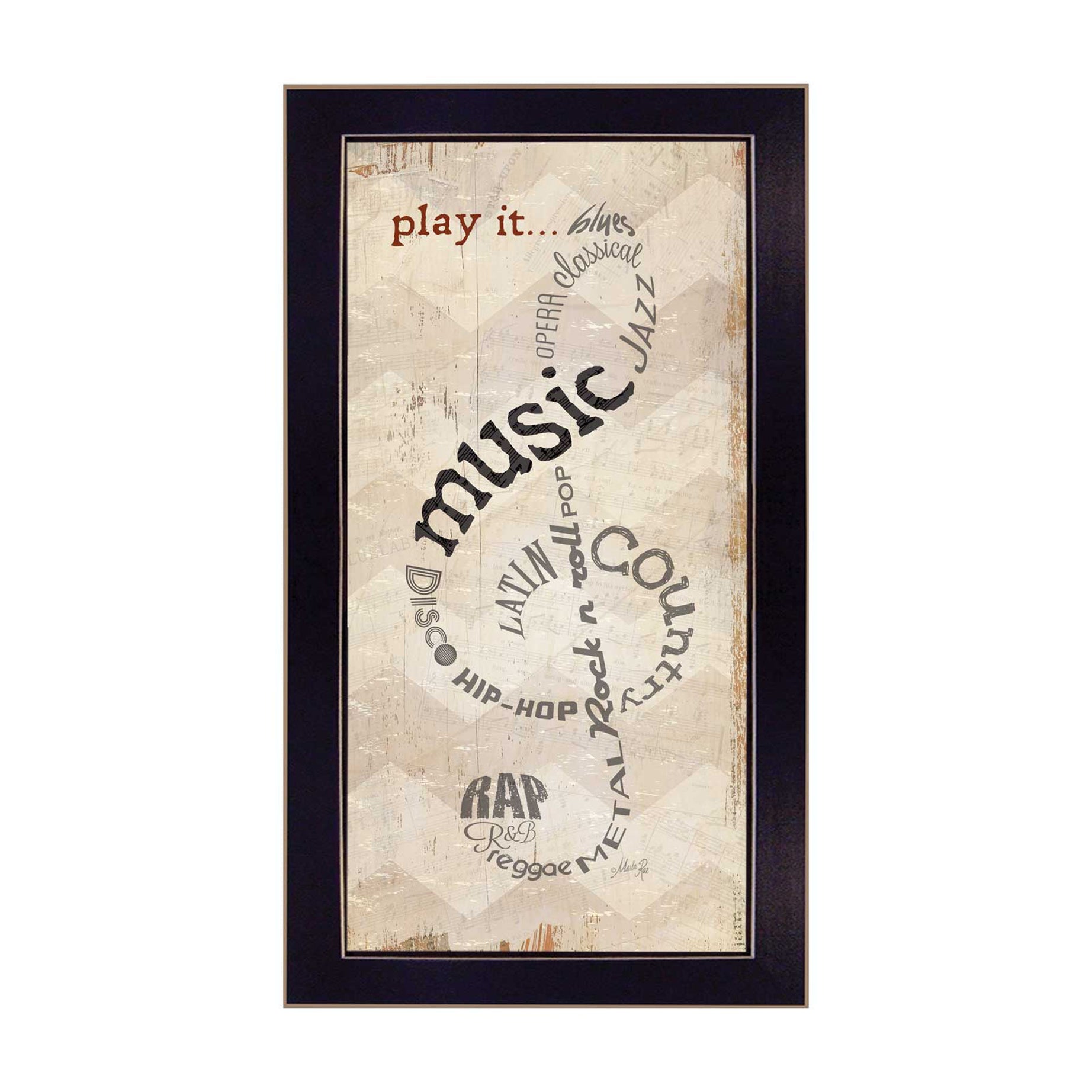 "Play It" By Marla Rae, Printed Wall Art, Ready To Hang Framed Poster, Black Frame--1