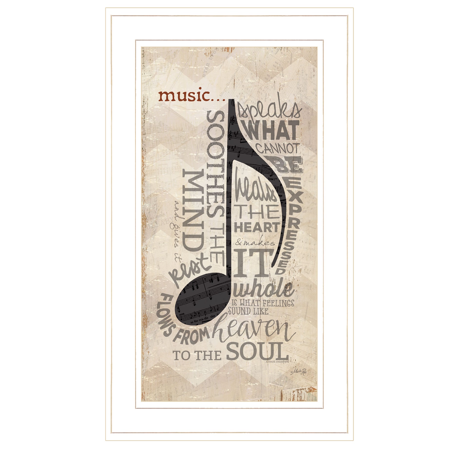 "Music" by Marla Rae, Ready to Hang Framed Print, White Frame--1