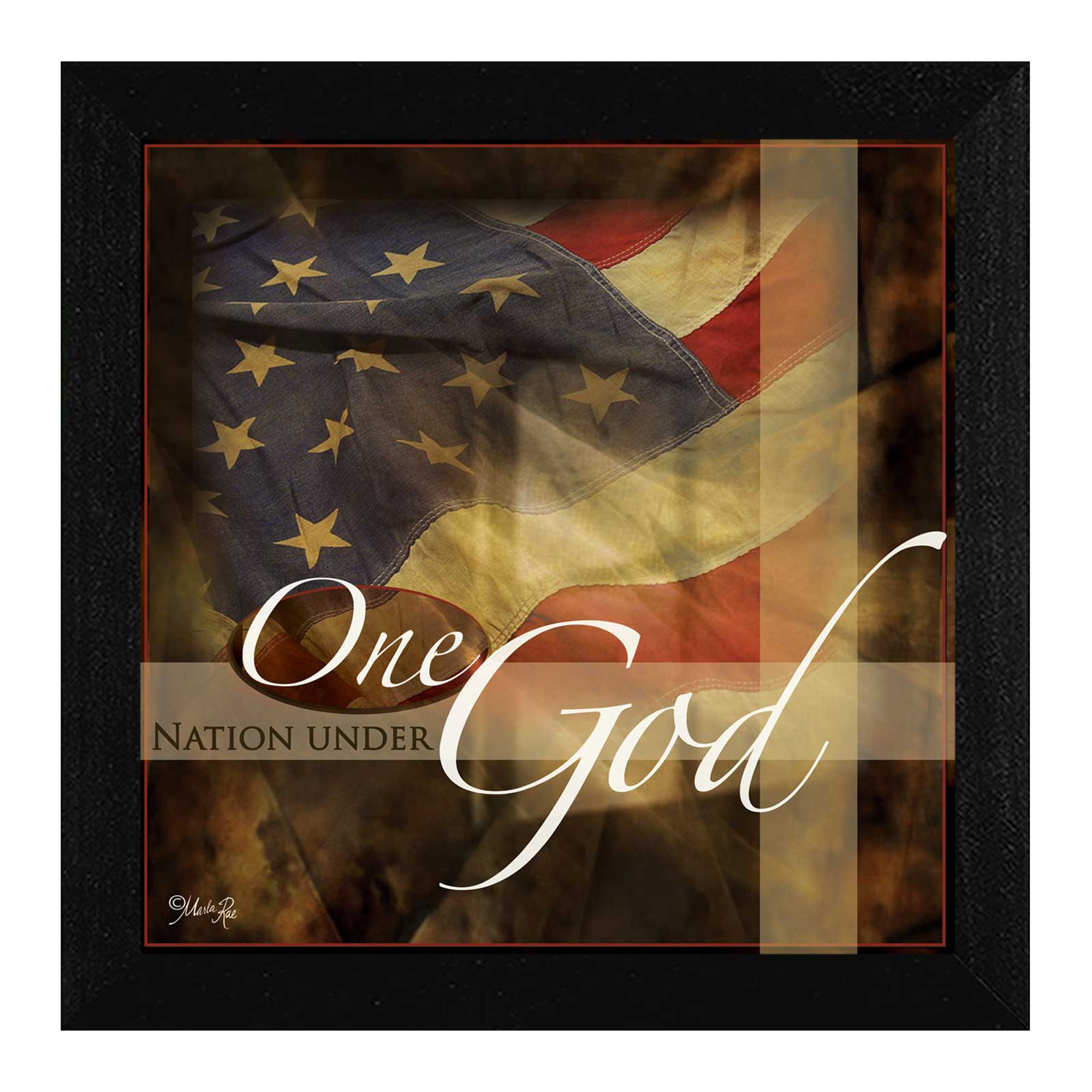 "One Nation Under God" By Marla Rae, Printed Wall Art, Ready To Hang Framed Poster, Black Frame--1