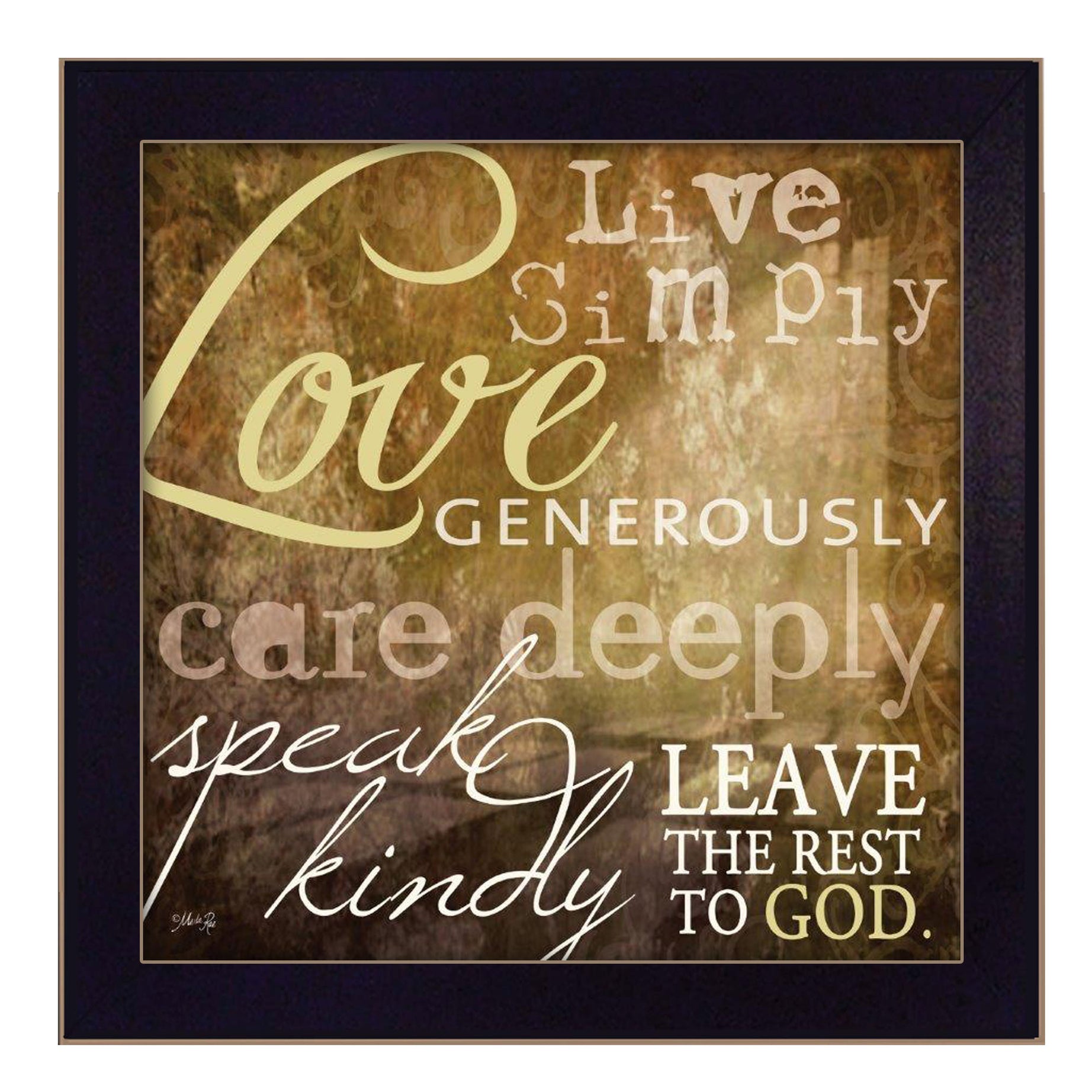 "Live Simply" By Marla Rae, Printed Wall Art, Ready To Hang Framed Poster, Black Frame--1