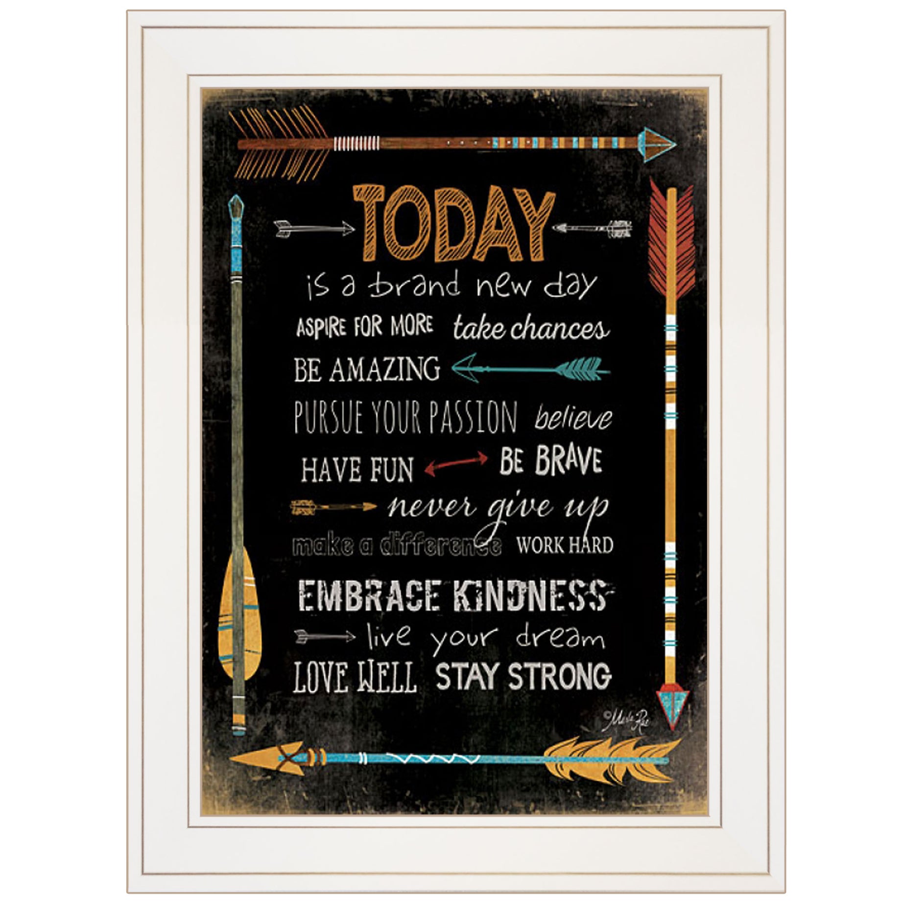 "Today Is a Brand New Day" by Marla Rae, Ready to Hang Framed Print, White Frame--1