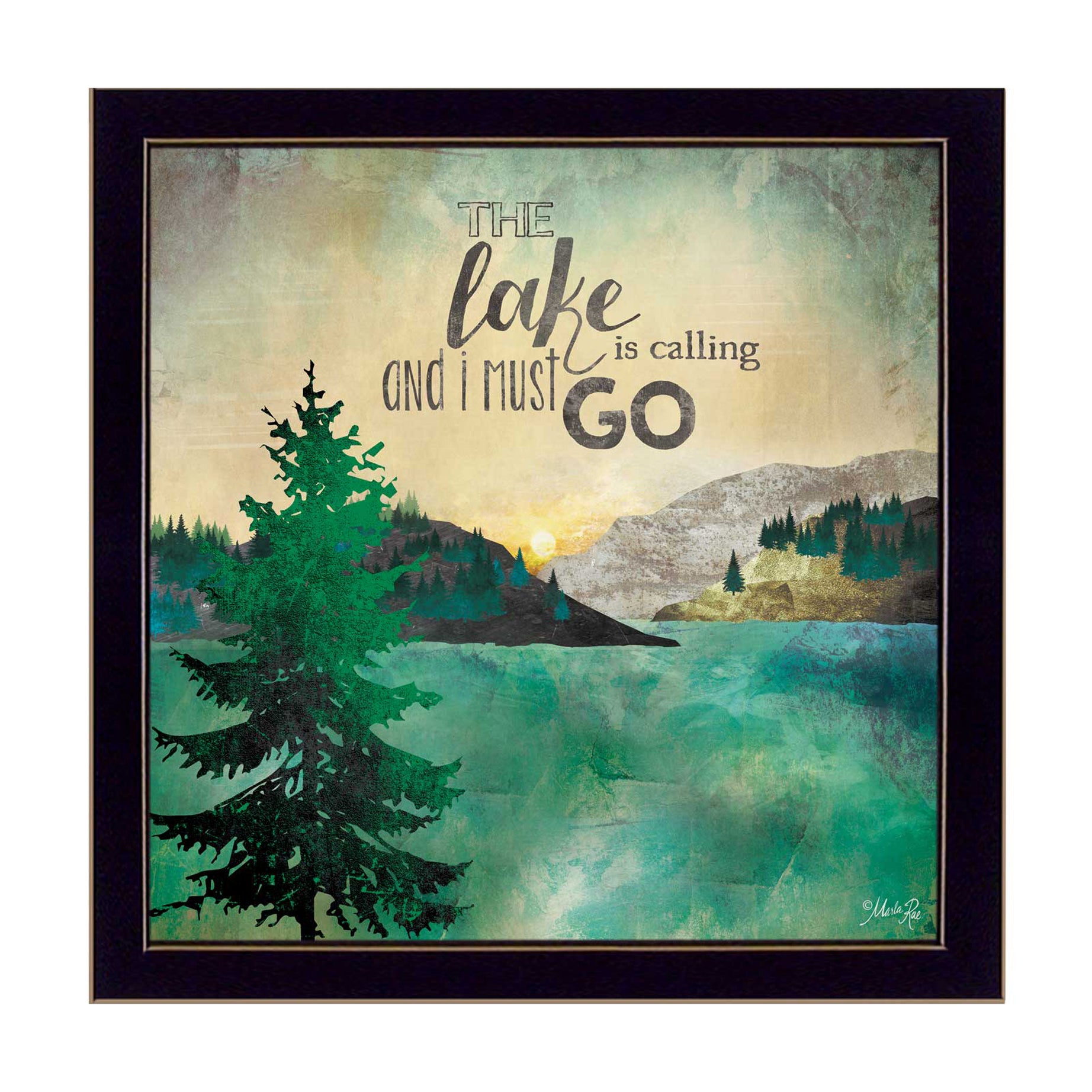 "This Lake is Calling" By Marla Rae, Printed Wall Art, Ready To Hang Framed Poster, Black Frame--1