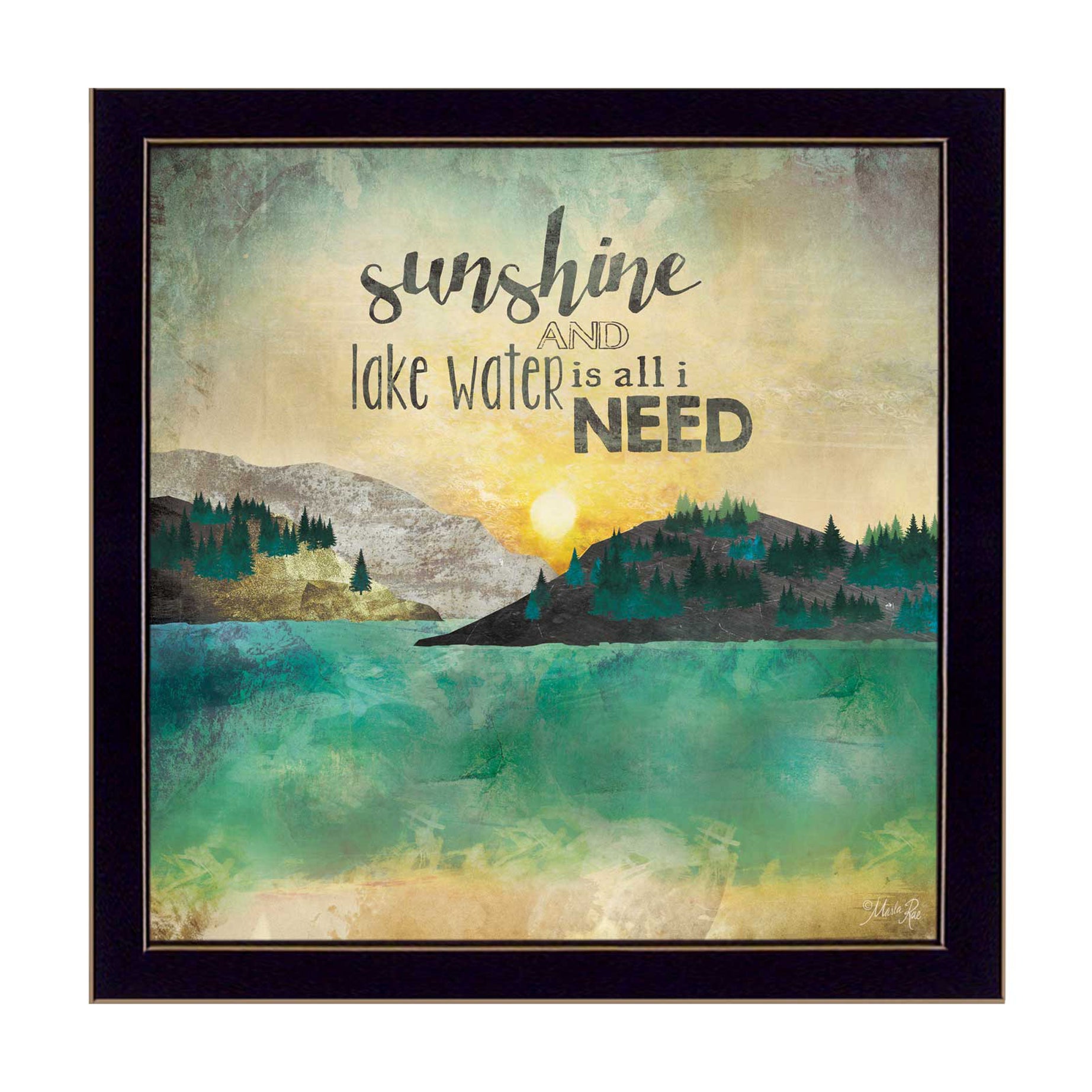 "Sunshine and Lake Water" By Marla Rae, Printed Wall Art, Ready To Hang Framed Poster, Black Frame--1