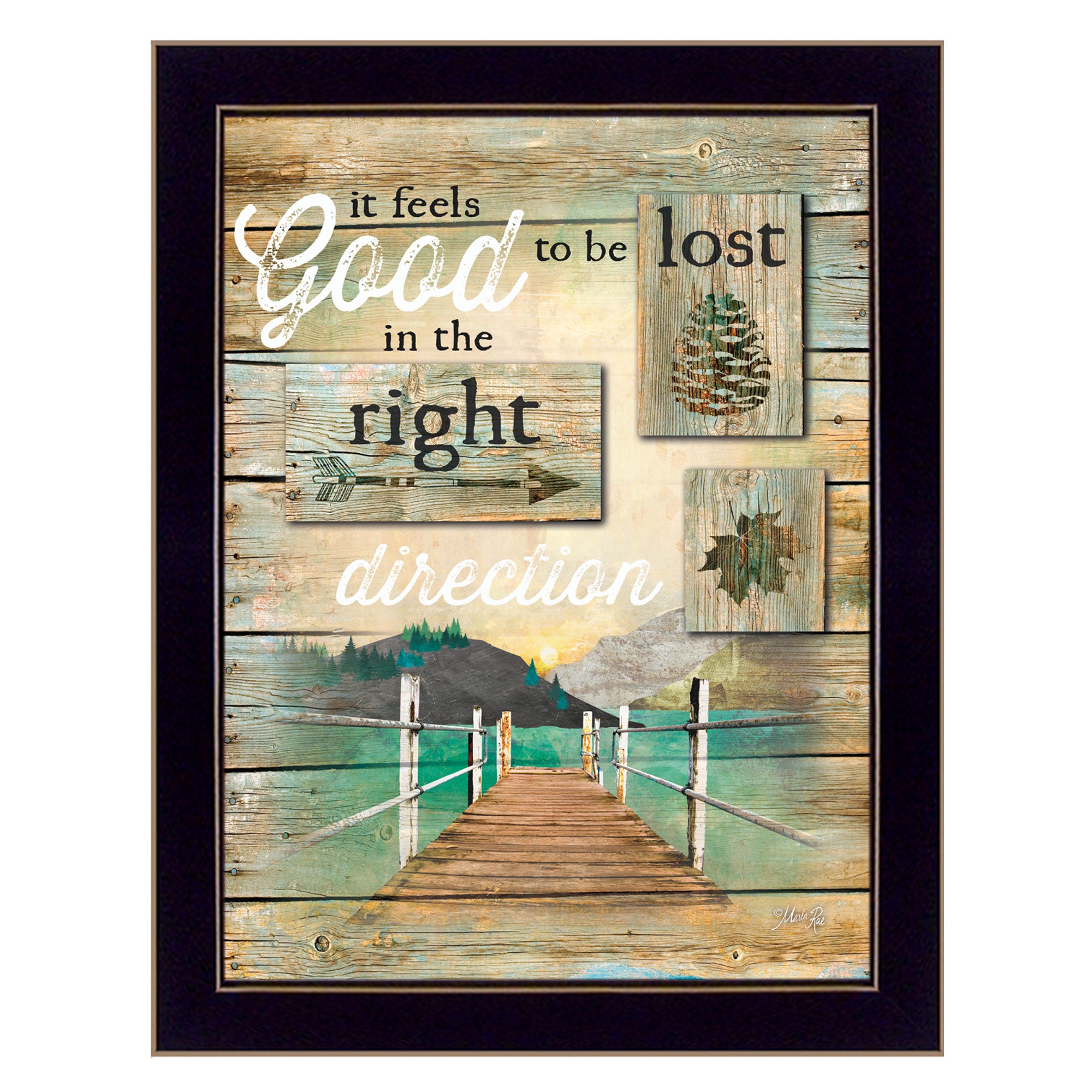 "Go to the Lake" By Marla Rae, Printed Wall Art, Ready To Hang Framed Poster, Black Frame--1