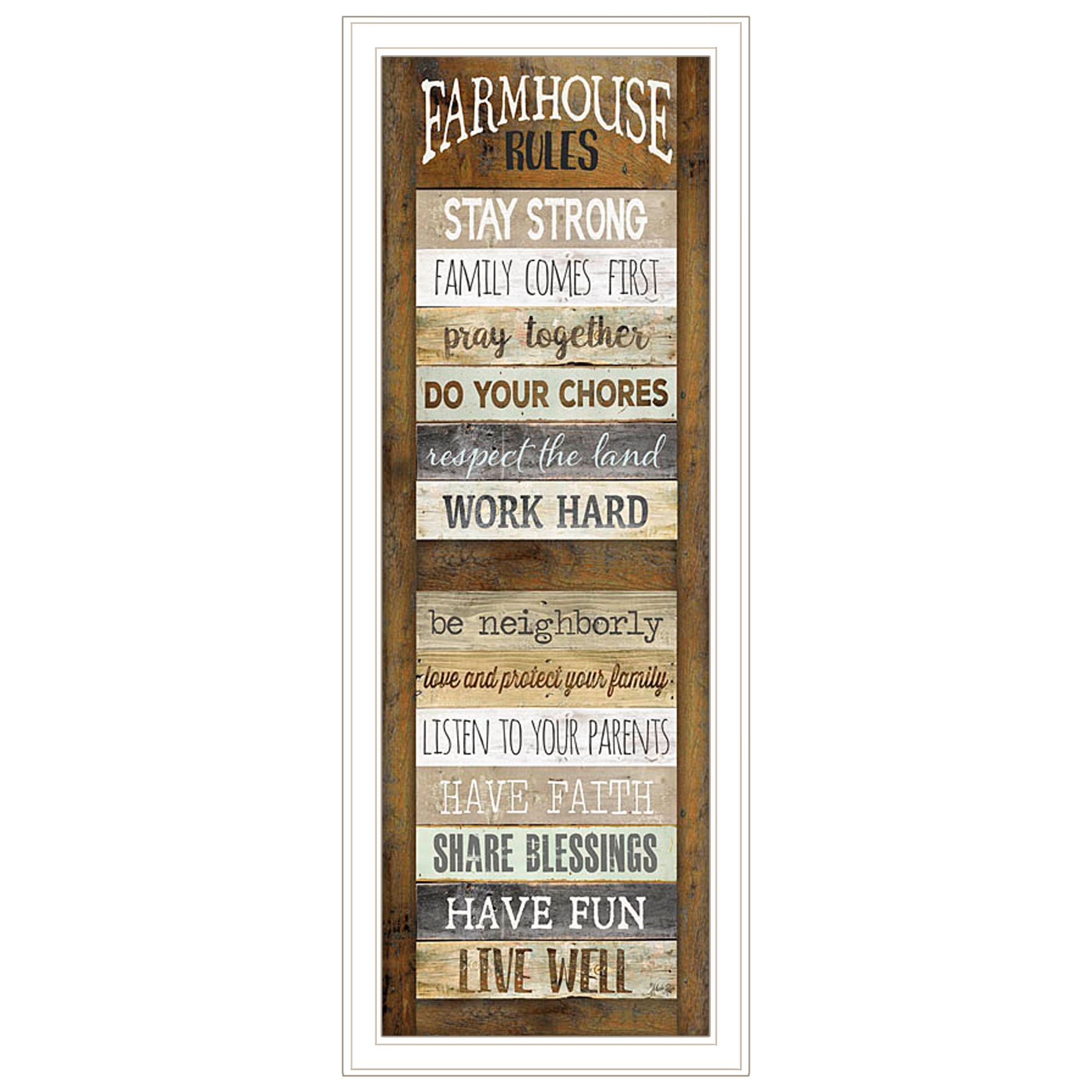 "Farmhouse Rules" By Marla Rae, Ready to Hang Framed Print, White Frame--1