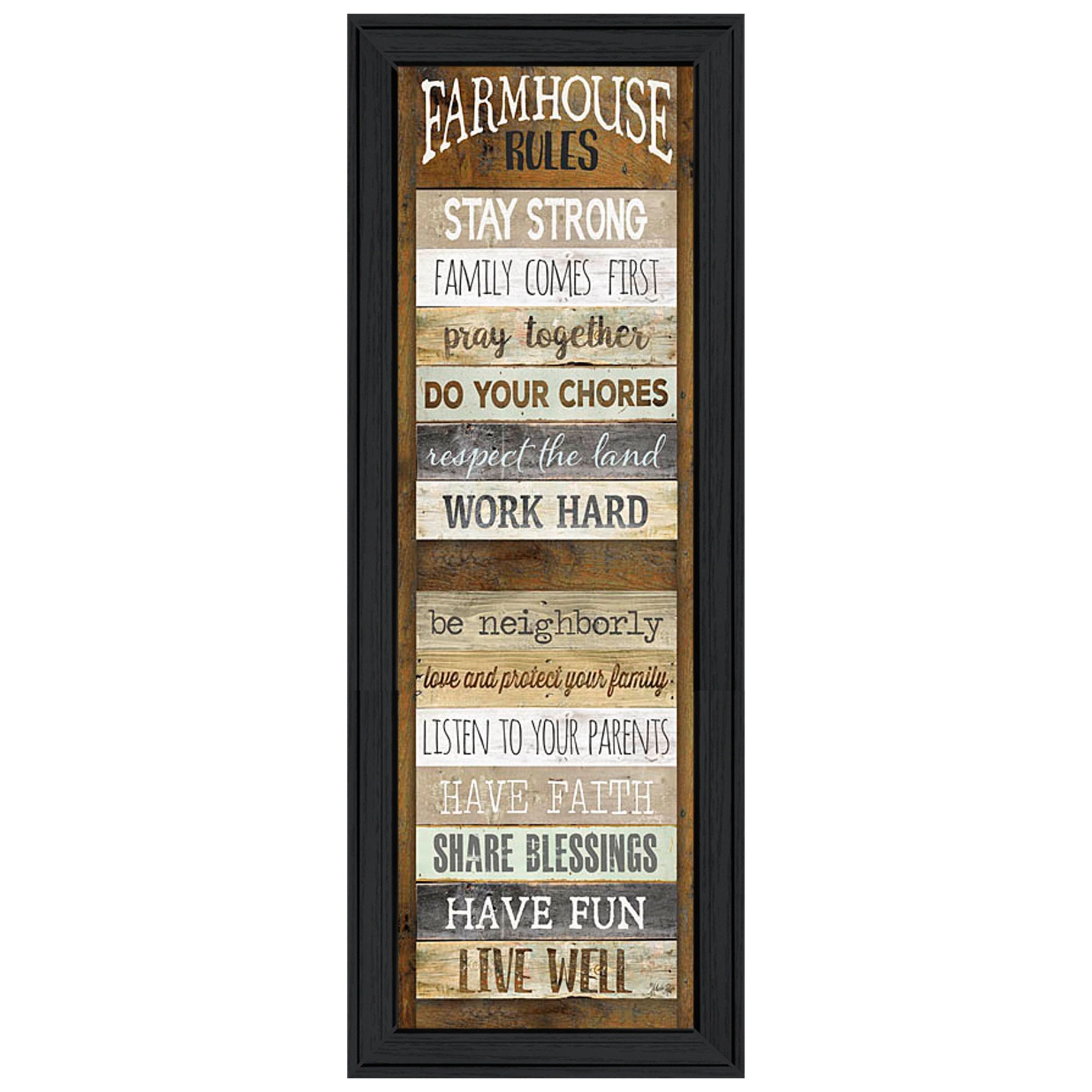 "Farmhouse Rules" By Marla Rae, Ready to Hang Framed Print, Black Frame--1