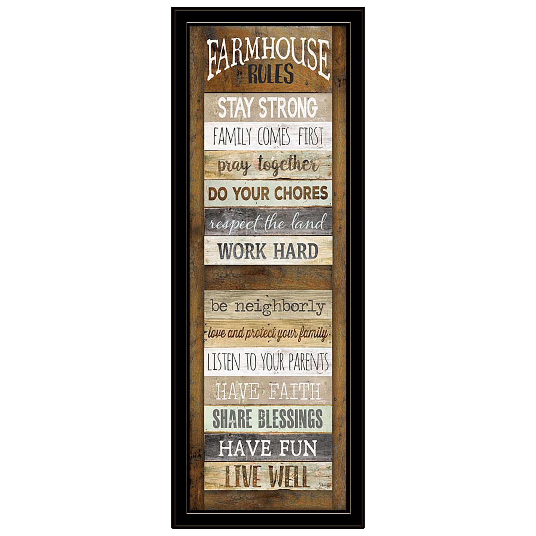 "Farmhouse Rules" By Marla Rae, Ready to Hang Framed Print, Black Frame--1