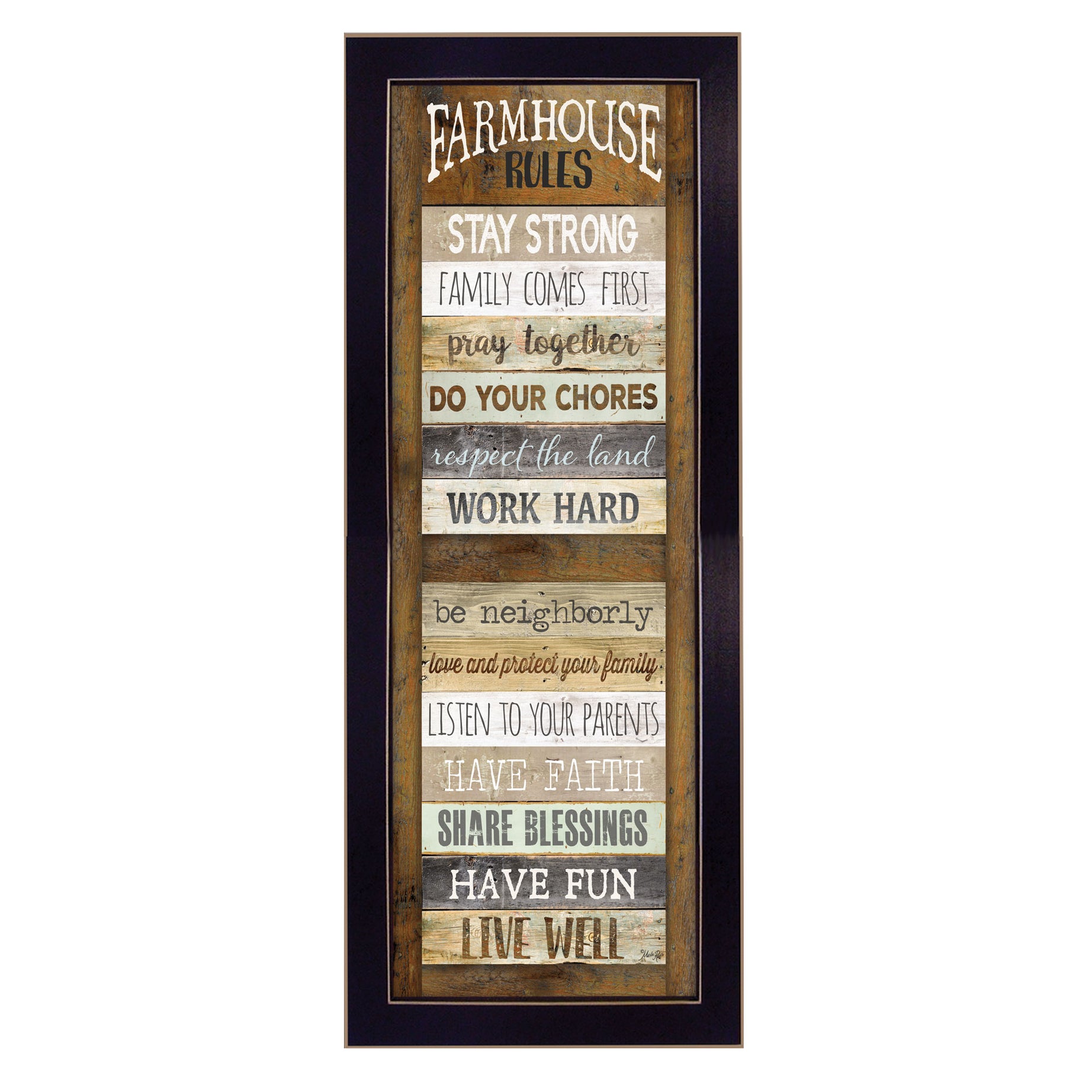 "Farmhouse Rules" By Marla Rae, Printed Wall Art, Ready To Hang Framed Poster, Black Frame--1