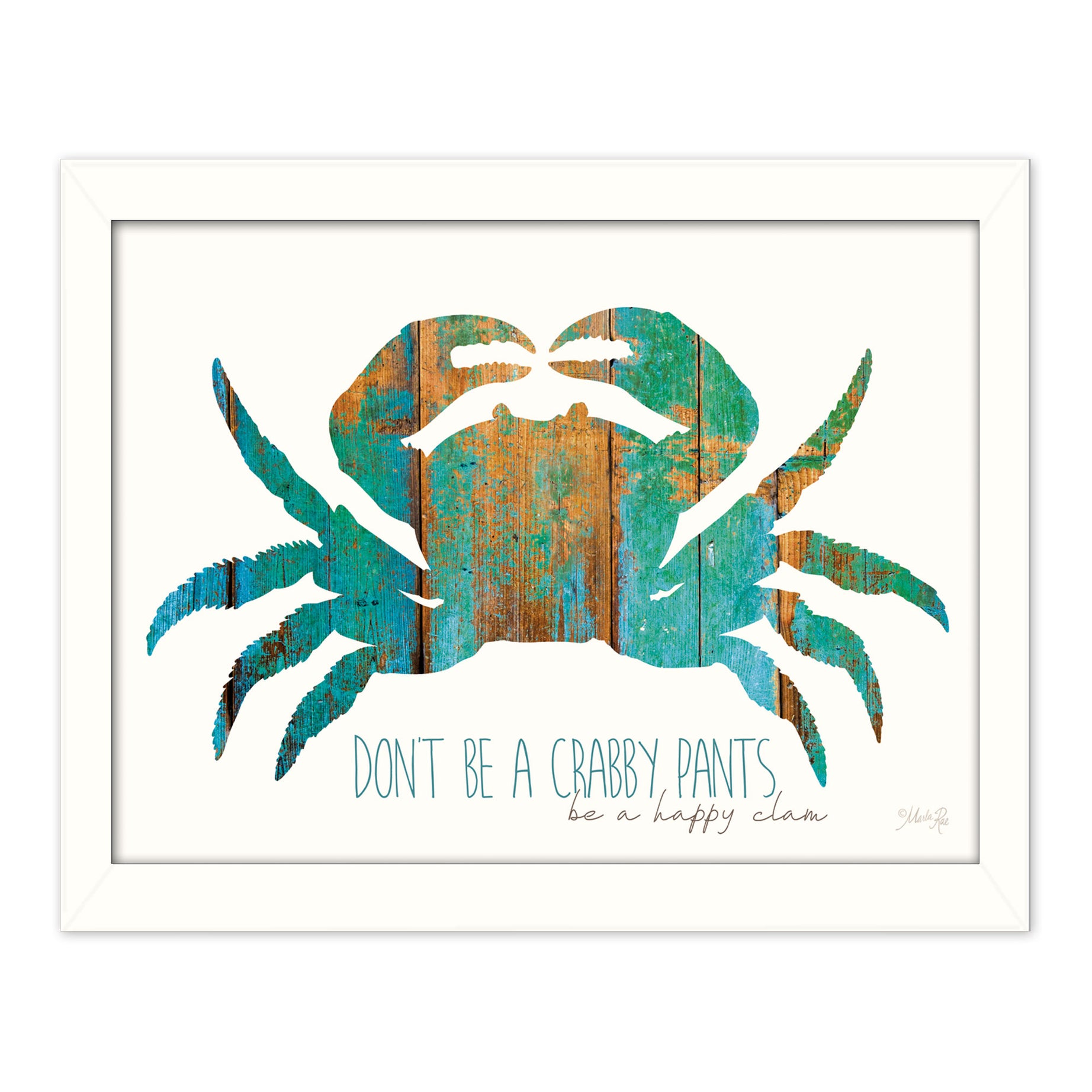 "Don't be a Crabby Pants" By Marla Rae, Printed Wall Art, Ready To Hang Framed Poster, White Frame--1