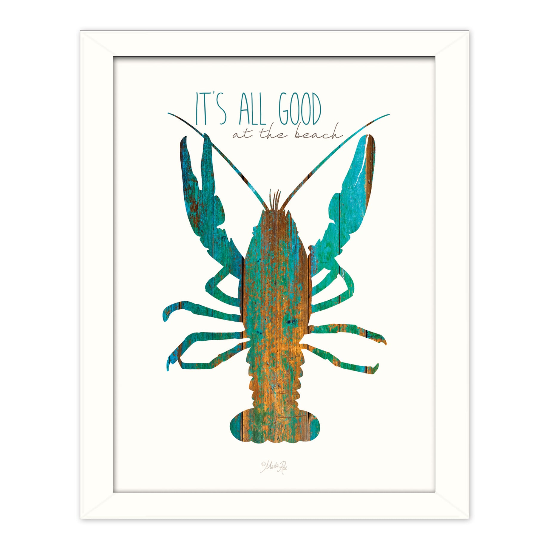 "It's All Good at the Beach" By Marla Rae, Printed Wall Art, Ready To Hang Framed Poster, White Frame--1