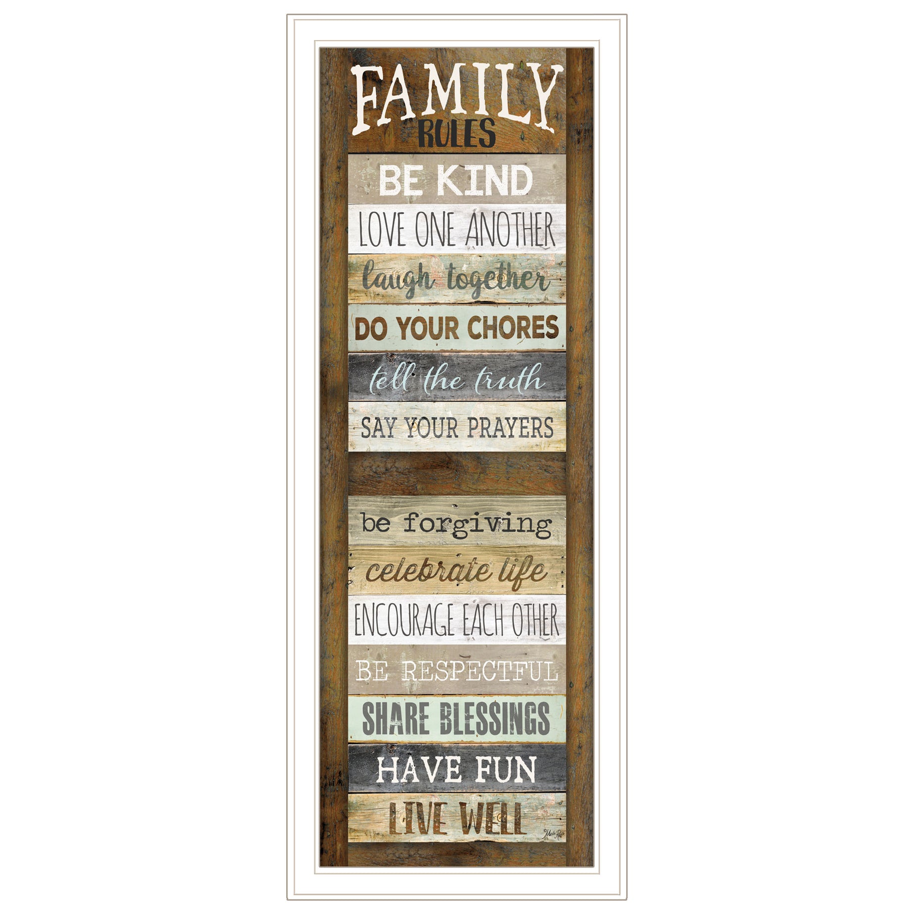 "Family Rules Shutter" By Marla Rae, Ready to Hang Framed Print, White Frame--1