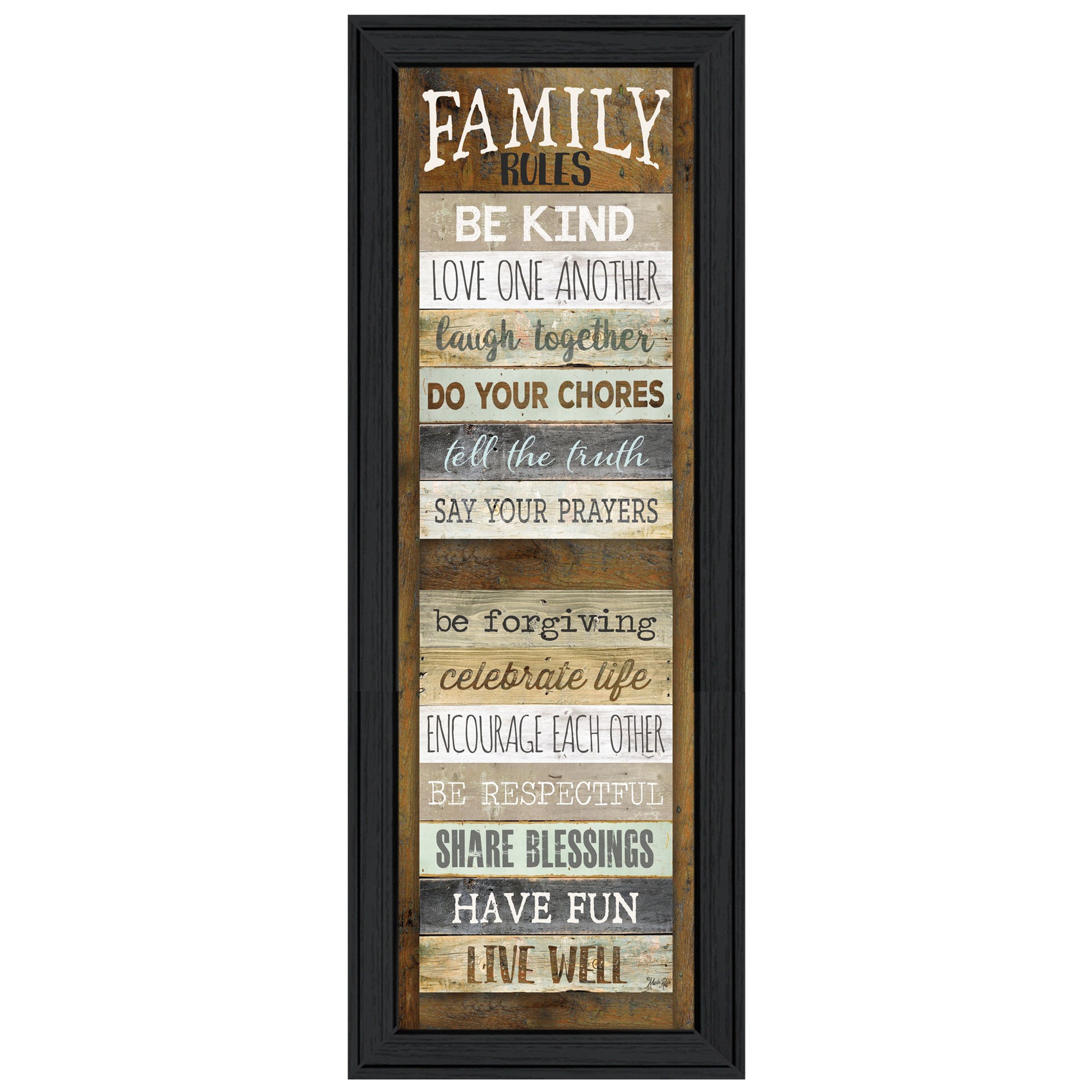 "Family Rules Shutter" By Marla Rae, Ready to Hang Framed Print, Black Frame--1