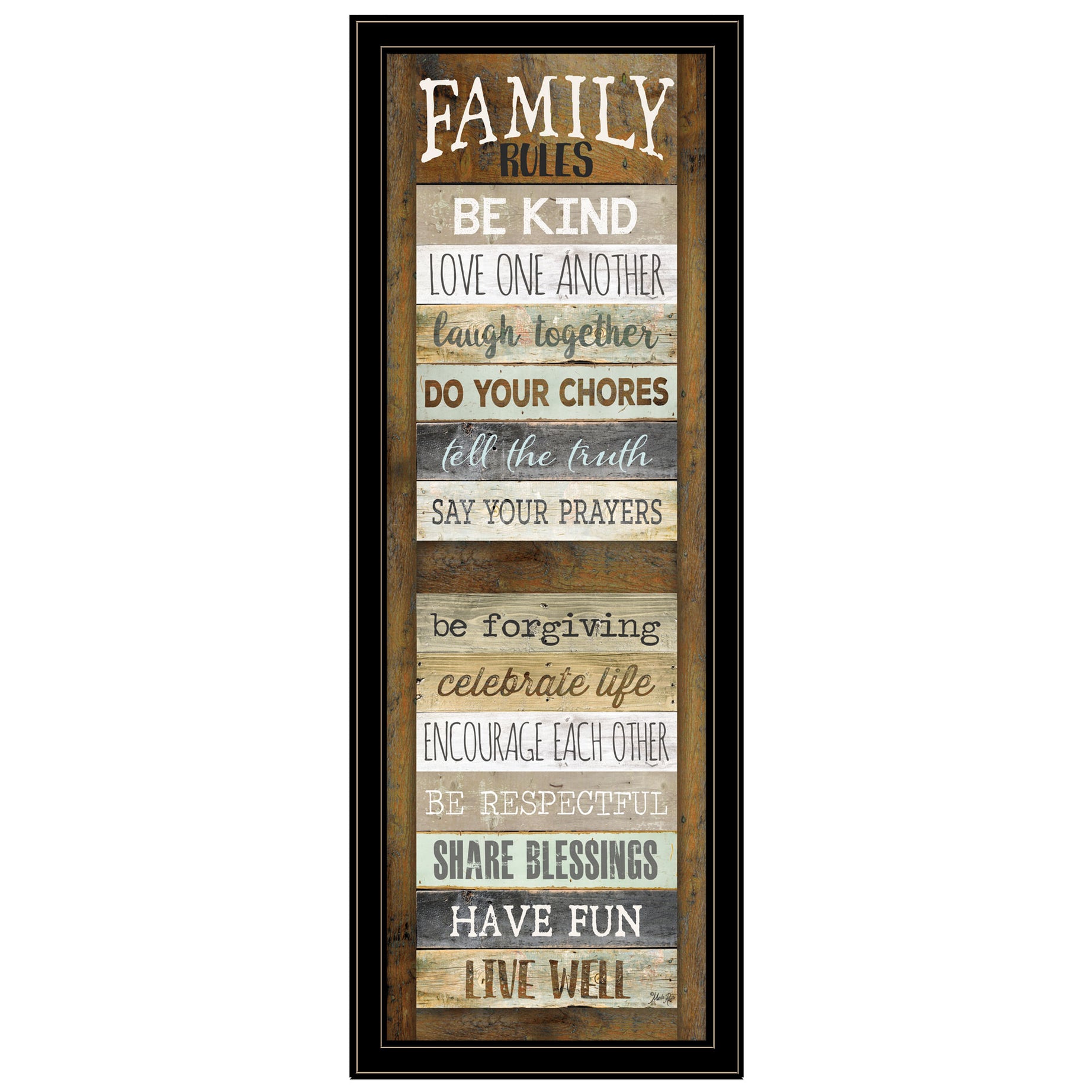 "Family Rules Shutter" By Marla Rae, Ready to Hang Framed Print, Black Frame--1