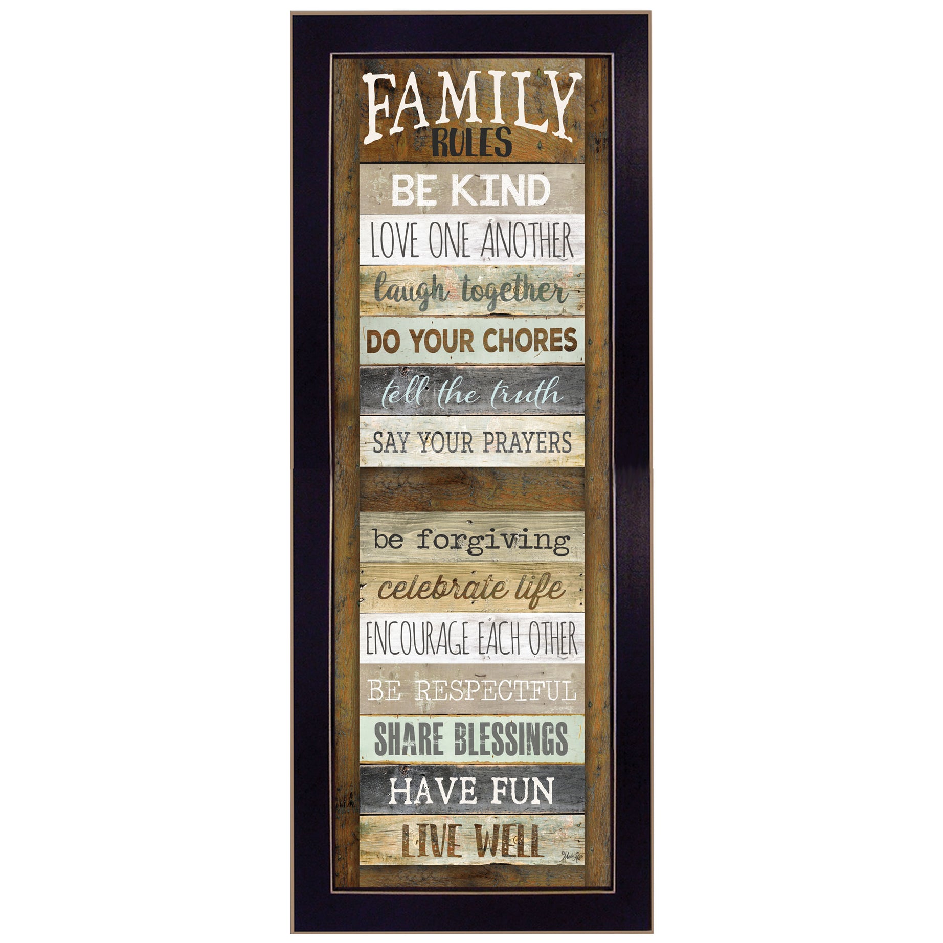 "Family Rules Shutter" By Marla Rae, Printed Wall Art, Ready To Hang Framed Poster, Black Frame--1