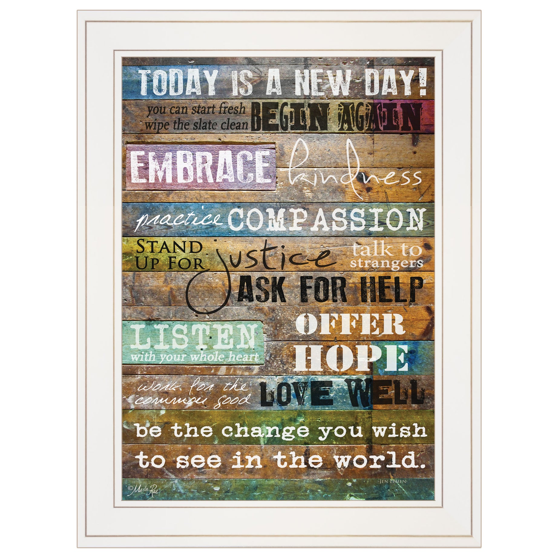 "Today Is" by Marla Rae, Ready to Hang Framed print, White Frame--1