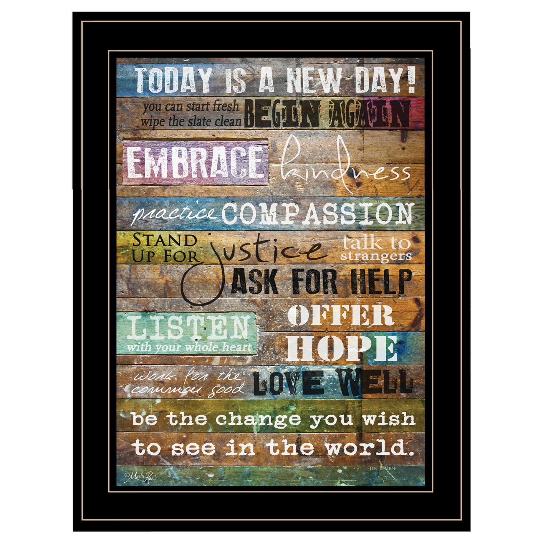 "Today Is" by Marla Rae, Ready to Hang Framed Print, Black Frame--1