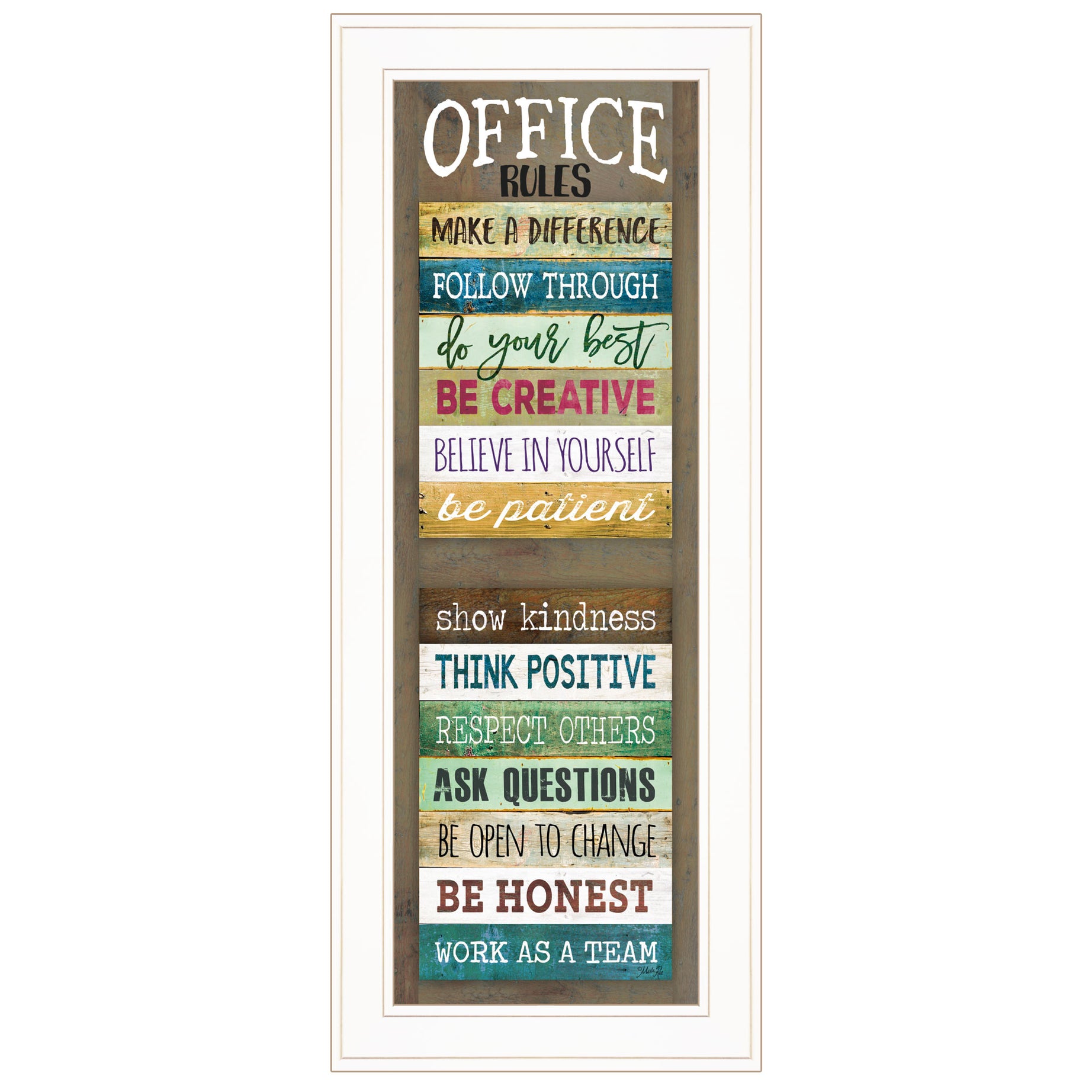 "Office Rules" By Marla Rae, Ready to Hang Framed Print, White Frame--1