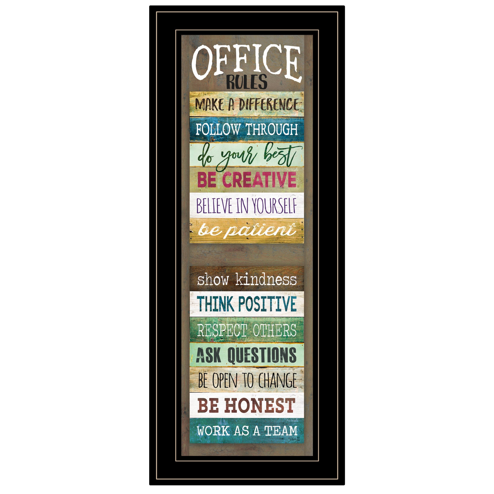 "Office Rules" By Marla Rae, Ready to Hang Framed Print, Black Frame--1