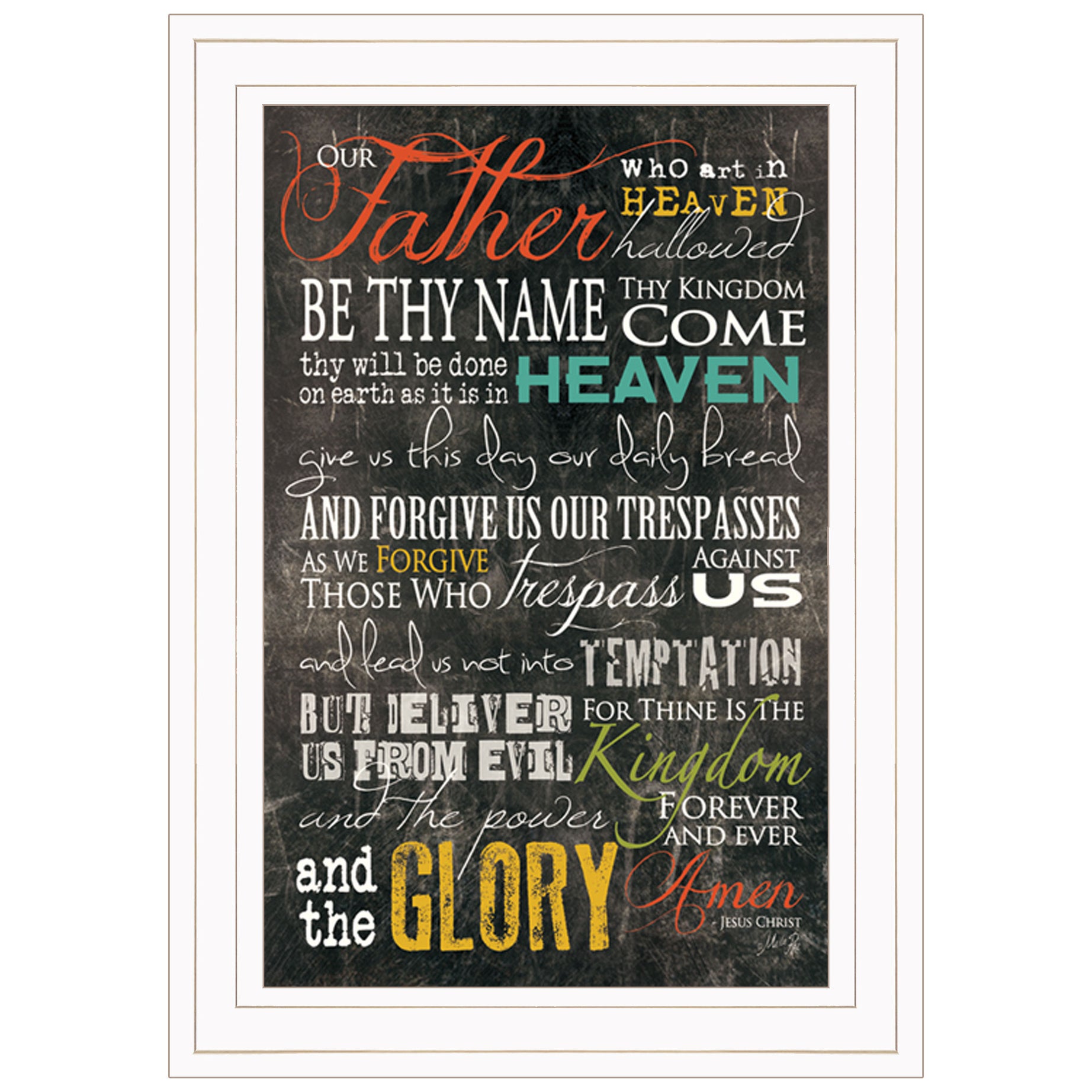 "The Lords Prayer" By Marla Rae, Ready to Hang Framed Print, White Frame--1