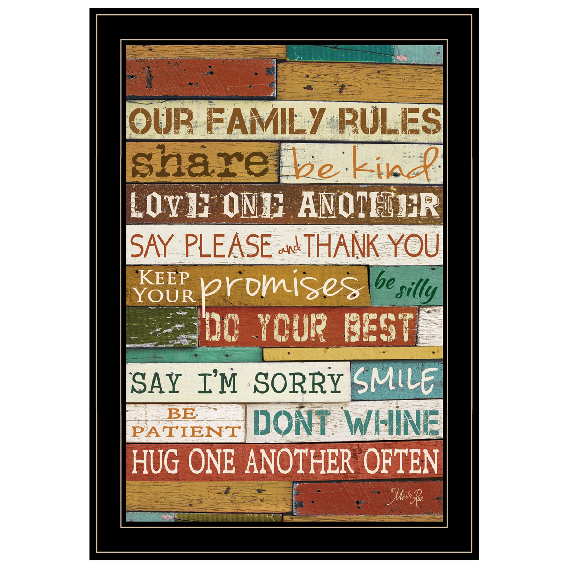 "Our Family Rules" by Marla Rae, Ready to Hang Framed Print, Black Frame--1