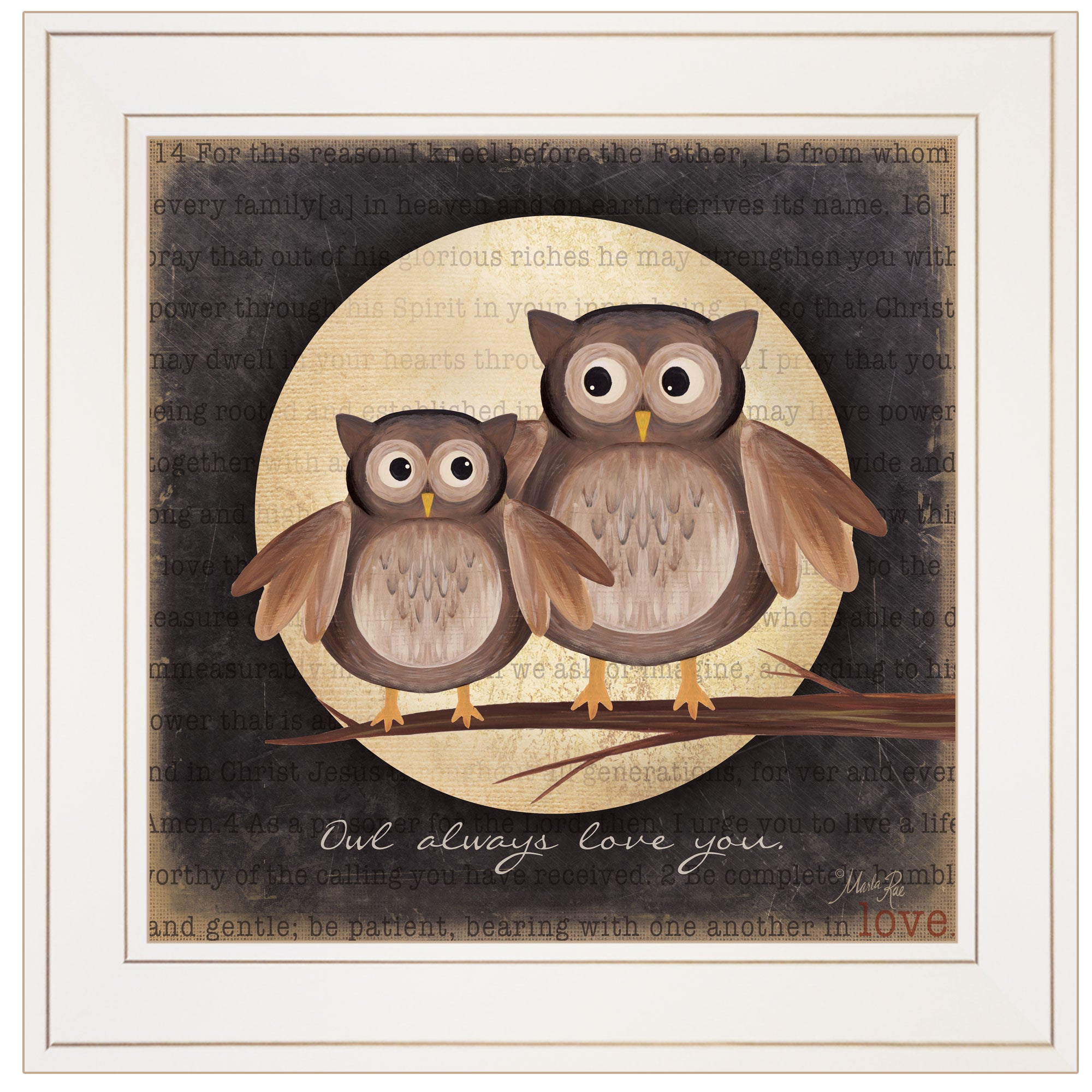 "Owl Always Love & Need You" by Marla Rae, Ready to Hang Framed Print, White Frame--1