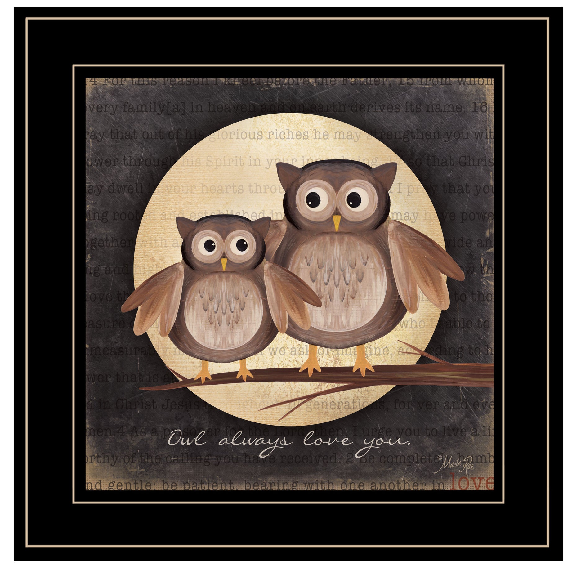 "Owl Always Love & Need You" by Marla Rae, Ready to Hang Framed Print, Black Frame--1