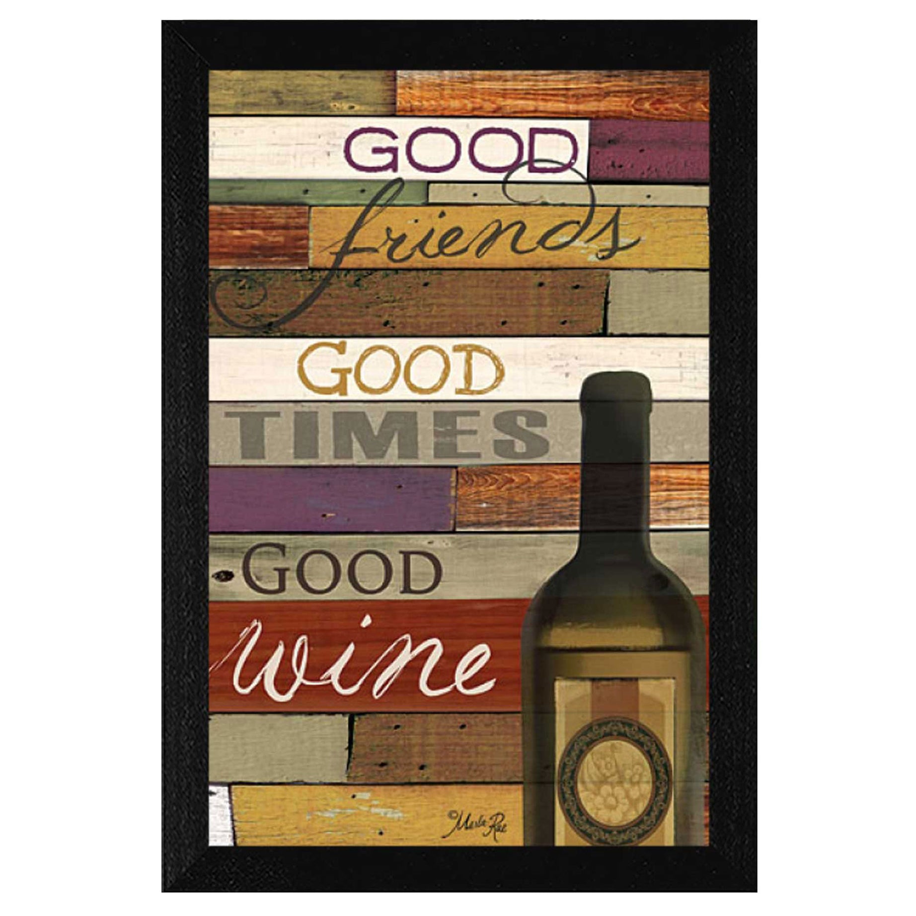 "Good Wine" By Marla Rae, Printed Wall Art, Ready To Hang Framed Poster, Black Frame--1