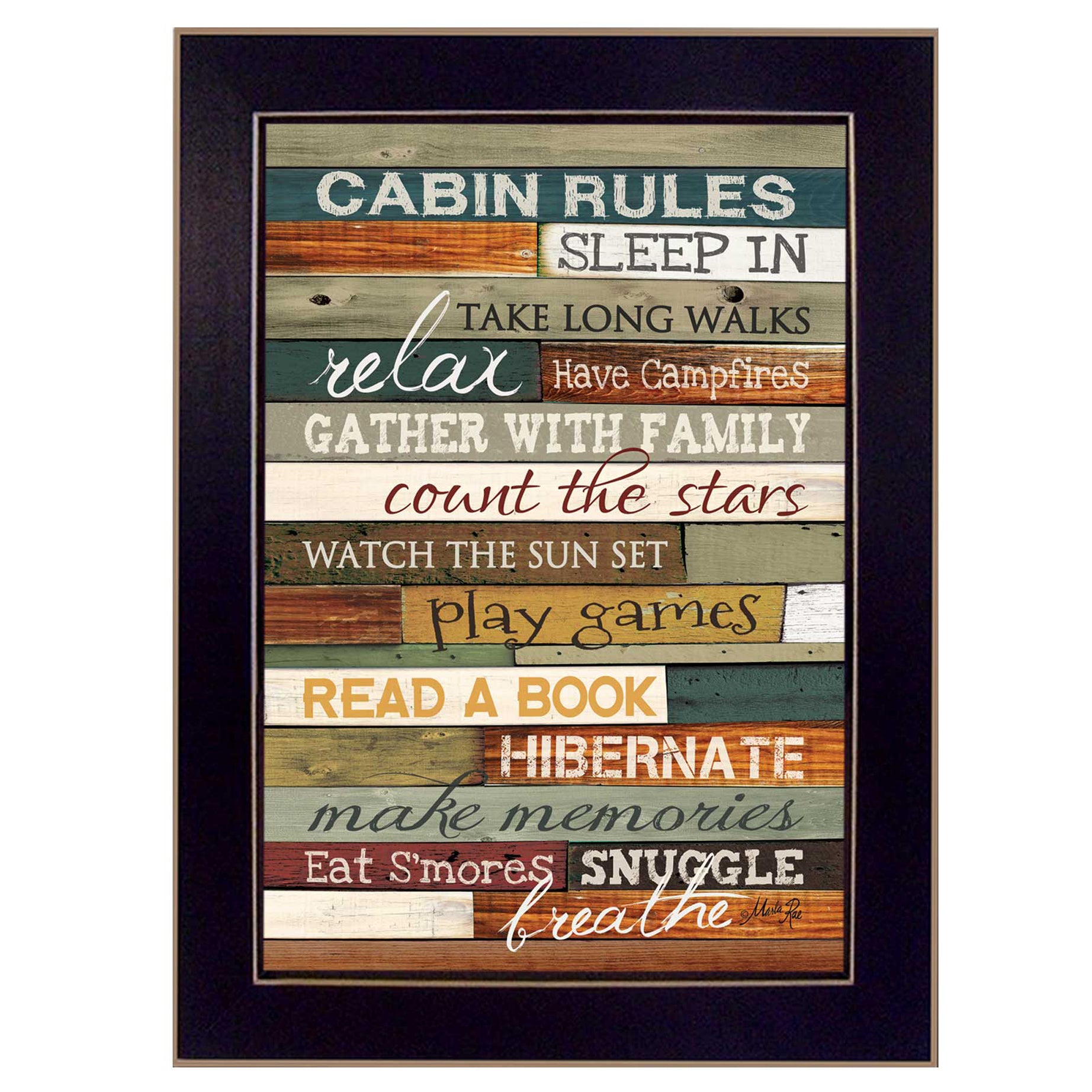 "Cabin Rules" By Marla Rae, Printed Wall Art, Ready To Hang Framed Poster, Black Frame--1