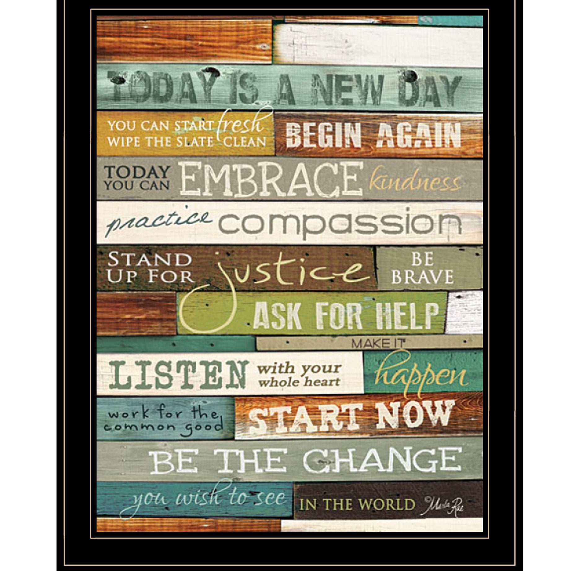 "Today is a New Day" by Artisan Marla Rae, Ready to Hang Framed Print, Black Frame--1