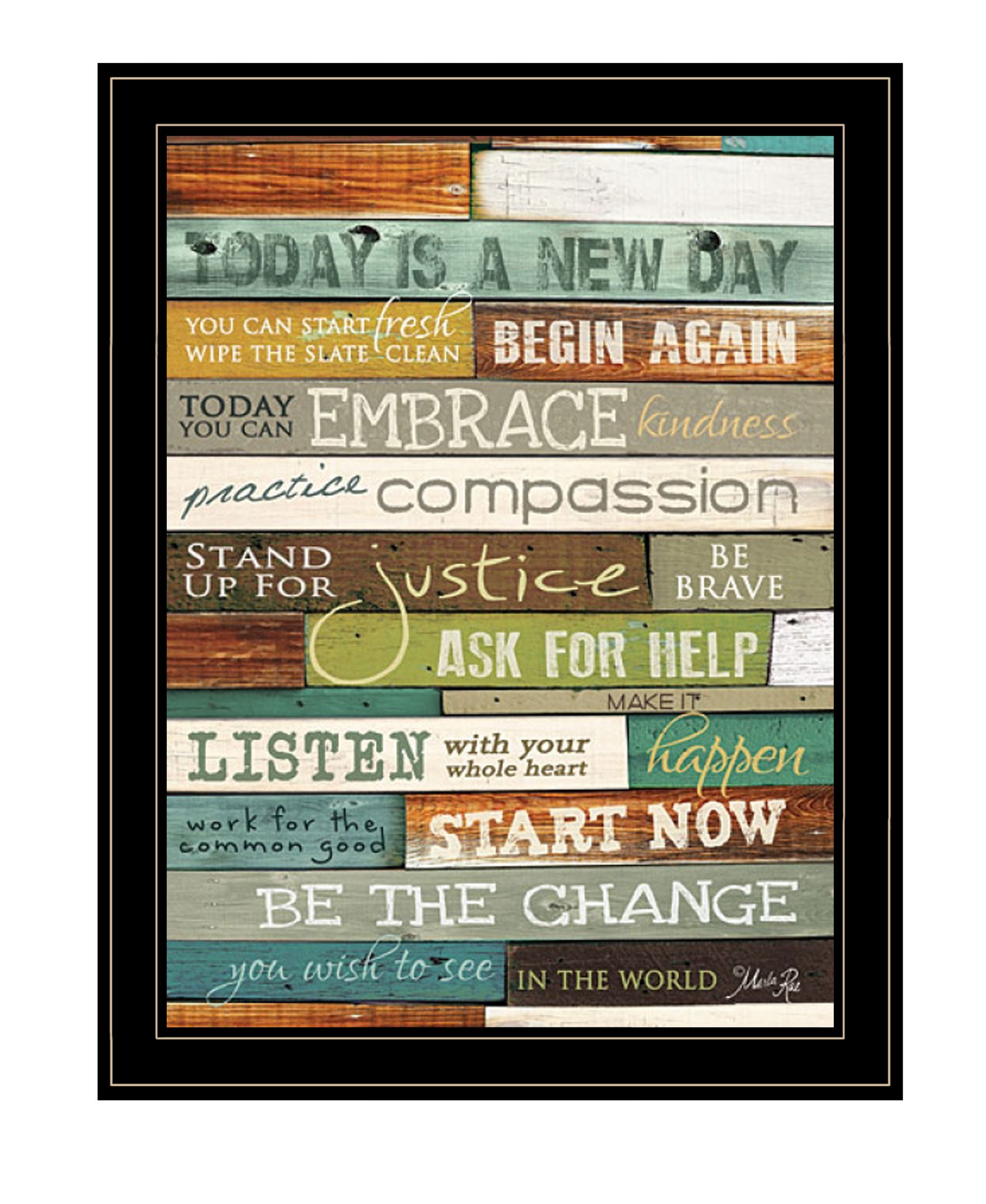 "Today is a New Day" by Artisan Marla Rae, Ready to Hang Framed Print, Black Frame--1