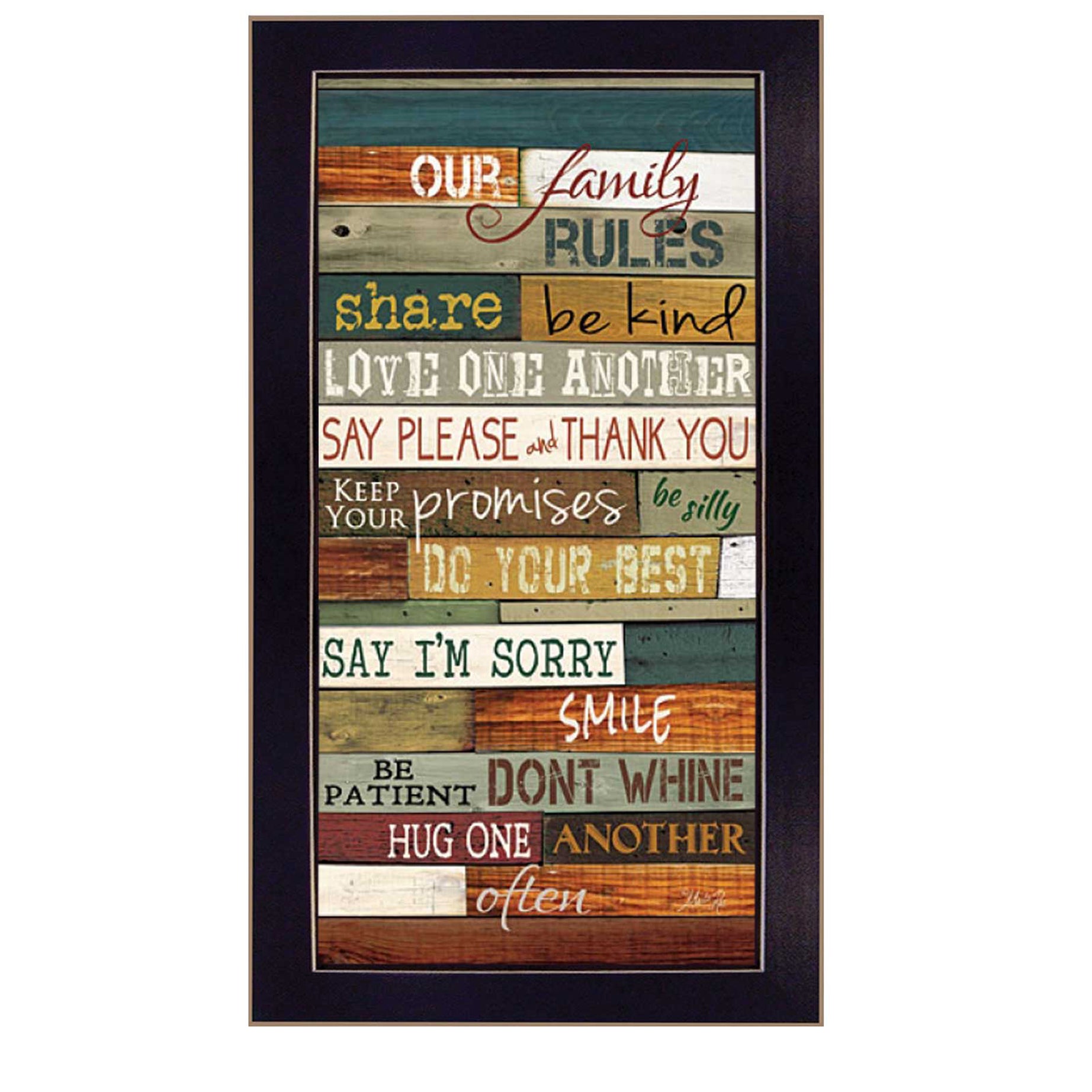 "Our Family Rules" By Marla Rae, Printed Wall Art, Ready To Hang Framed Poster, Black Frame--1