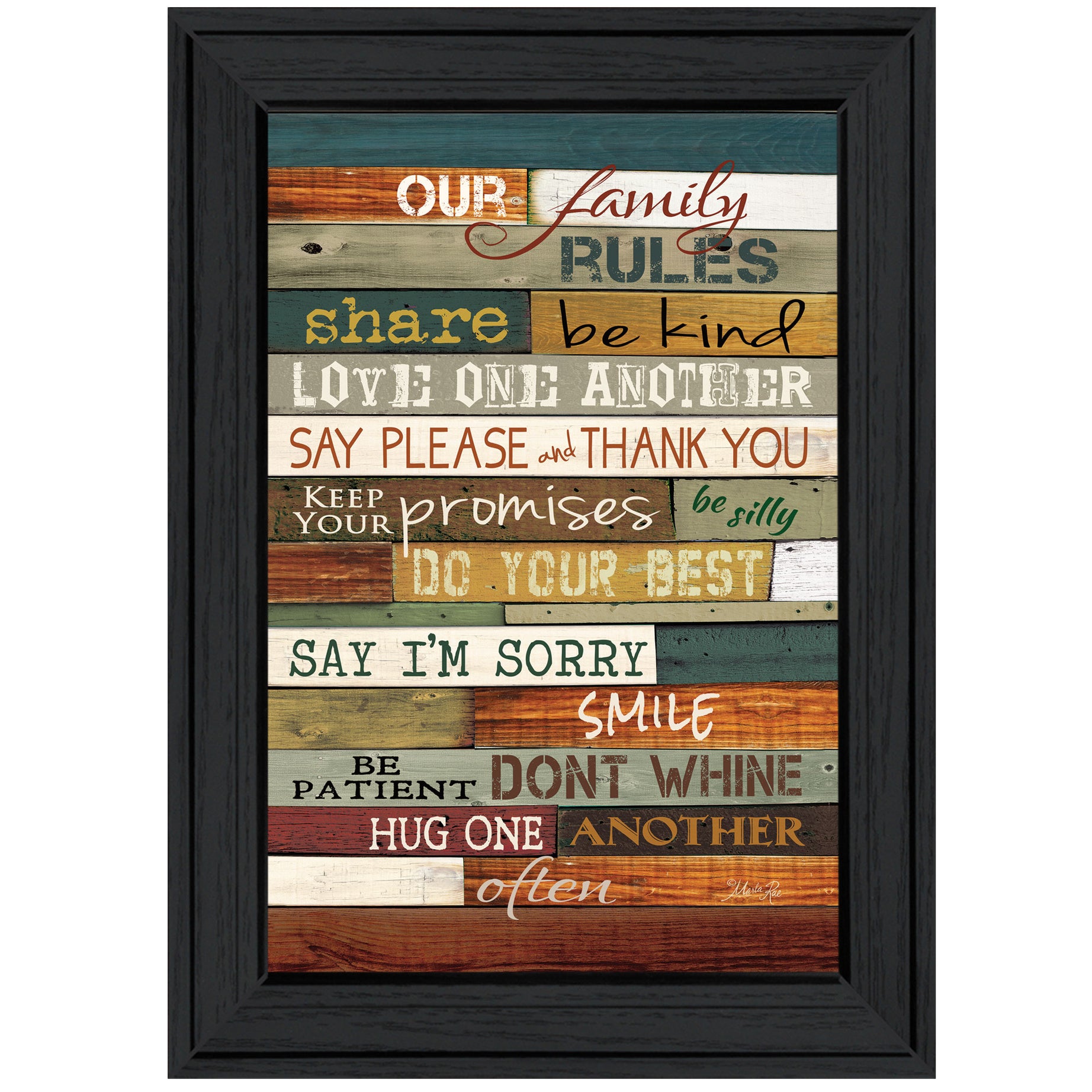 "Our Family Rules" By Marla Rae, Ready to Hang Framed Print, Black Frame--1