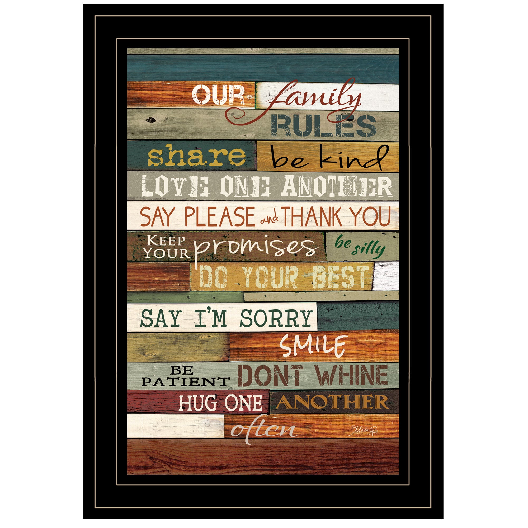 "Our Family Rules" By Marla Rae, Ready to Hang Framed Print, Black Frame--1