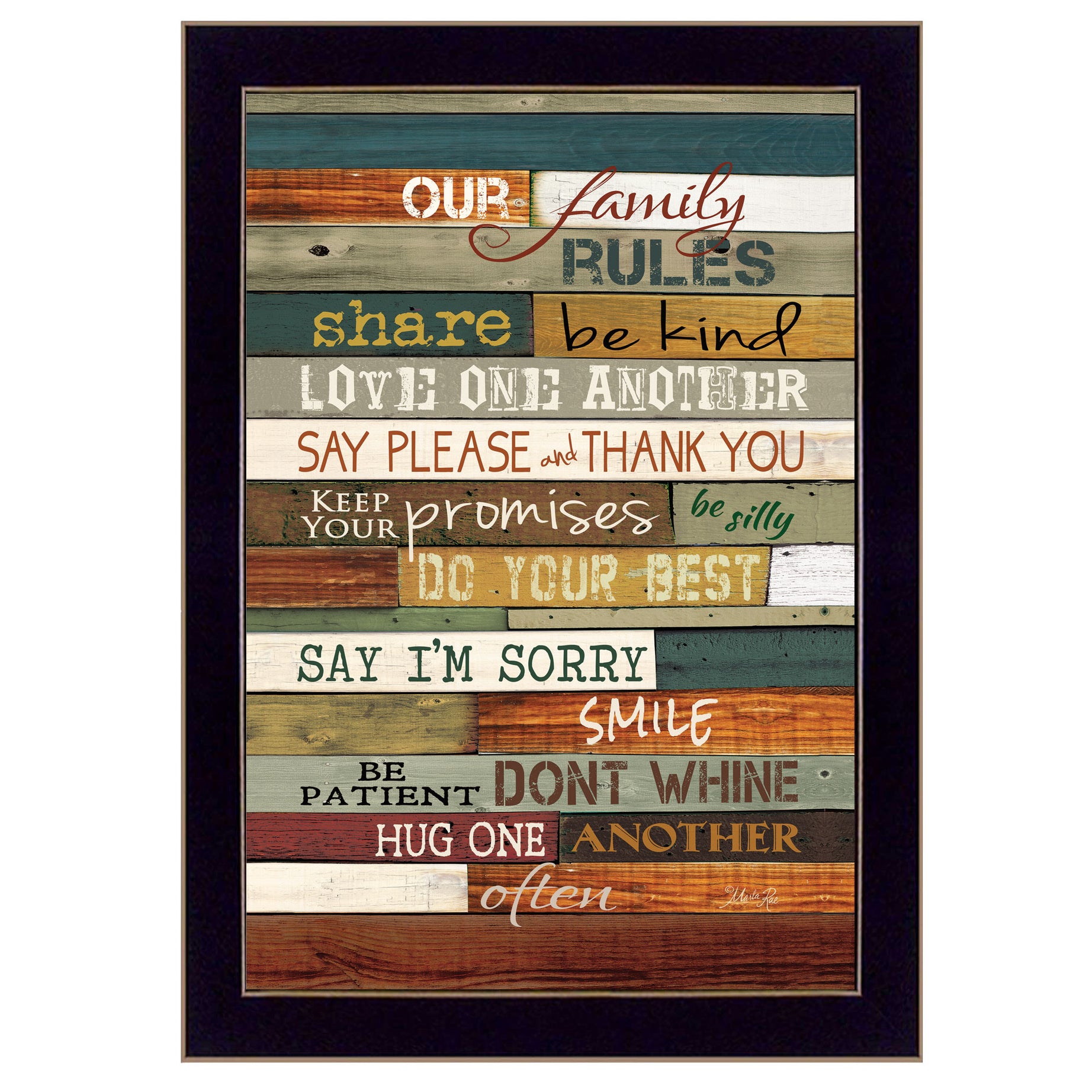 "Our Family Rules" By Marla Rae, Printed Wall Art, Ready To Hang Framed Poster, Black Frame--1