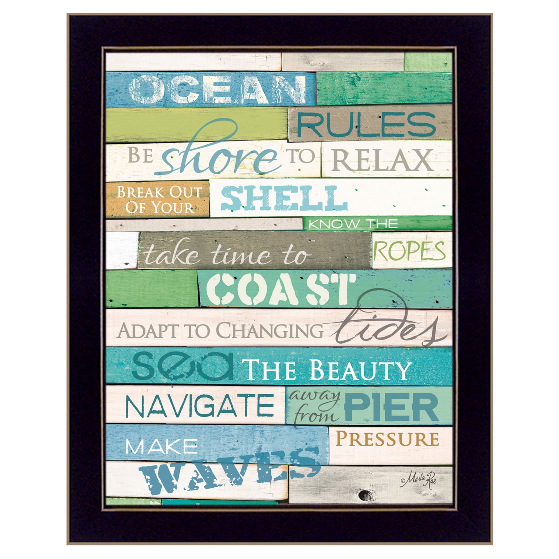 "Ocean Rules" By Marla Rae, Printed Wall Art, Ready To Hang Framed Poster, Black Frame--1