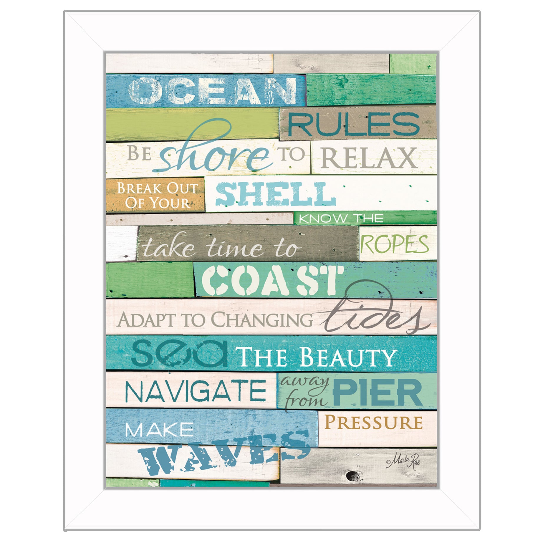 "Ocean Rules" By Marla Rae, Printed Wall Art, Ready To Hang Framed Poster, White Frame--1