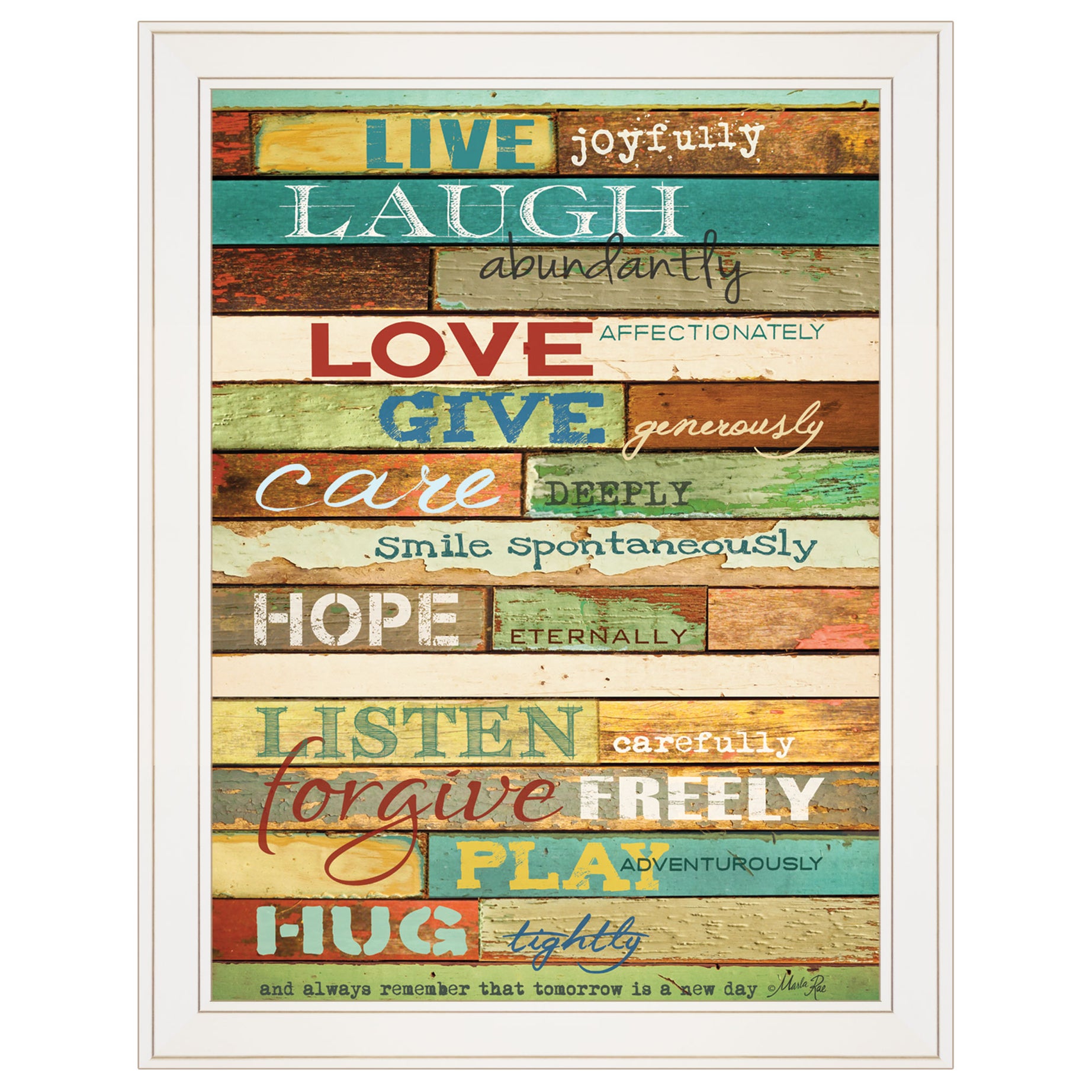 "Live Joyfully" by Marla Rae, Ready to Hang Framed print, White Frame--1