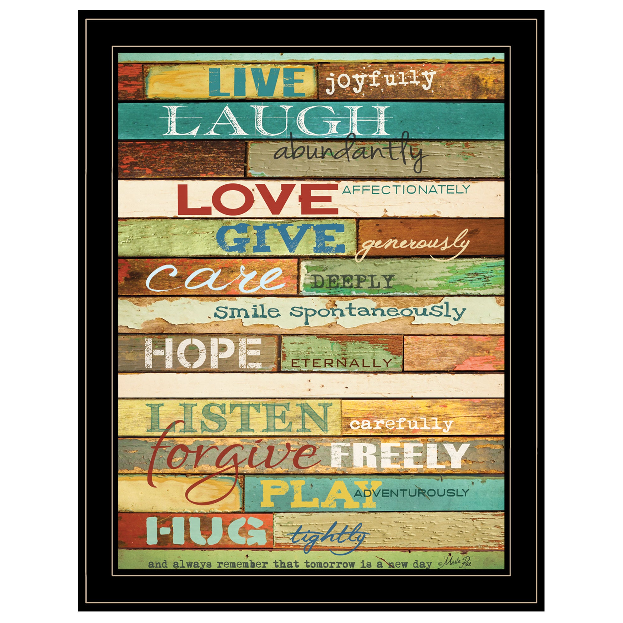 "Live Joyfully" by Marla Rae, Ready to Hang Framed Print, Black Frame--1