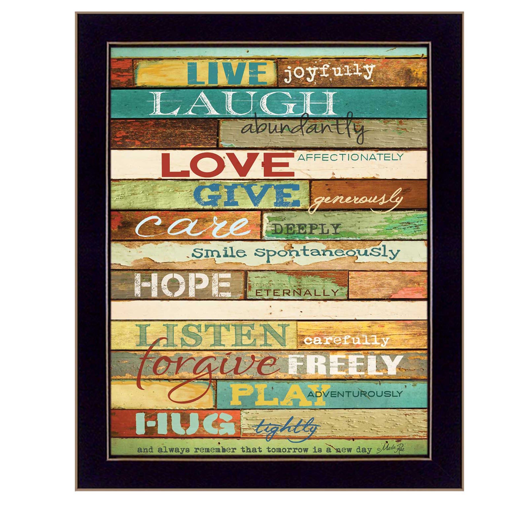 "Live Joyfully" By Marla Rae, Printed Wall Art, Ready To Hang Framed Poster, Black Frame--1